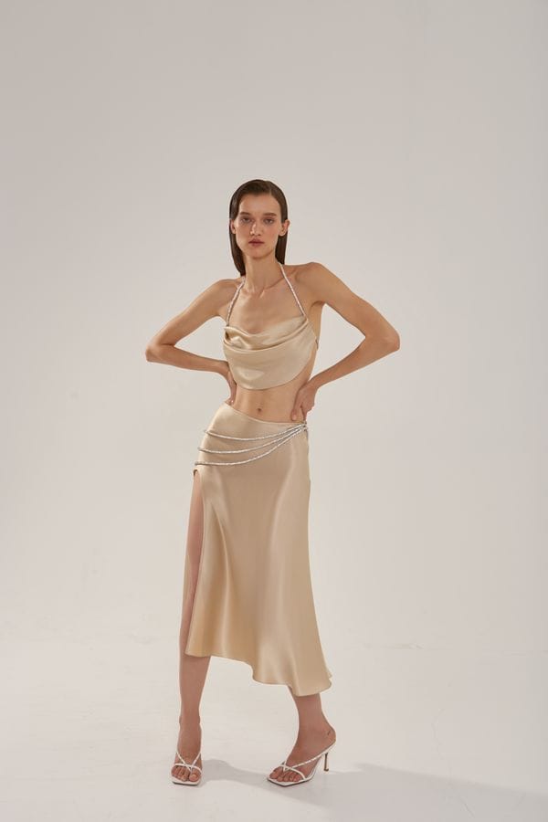 Silk top with crystal cord made by NUÉ