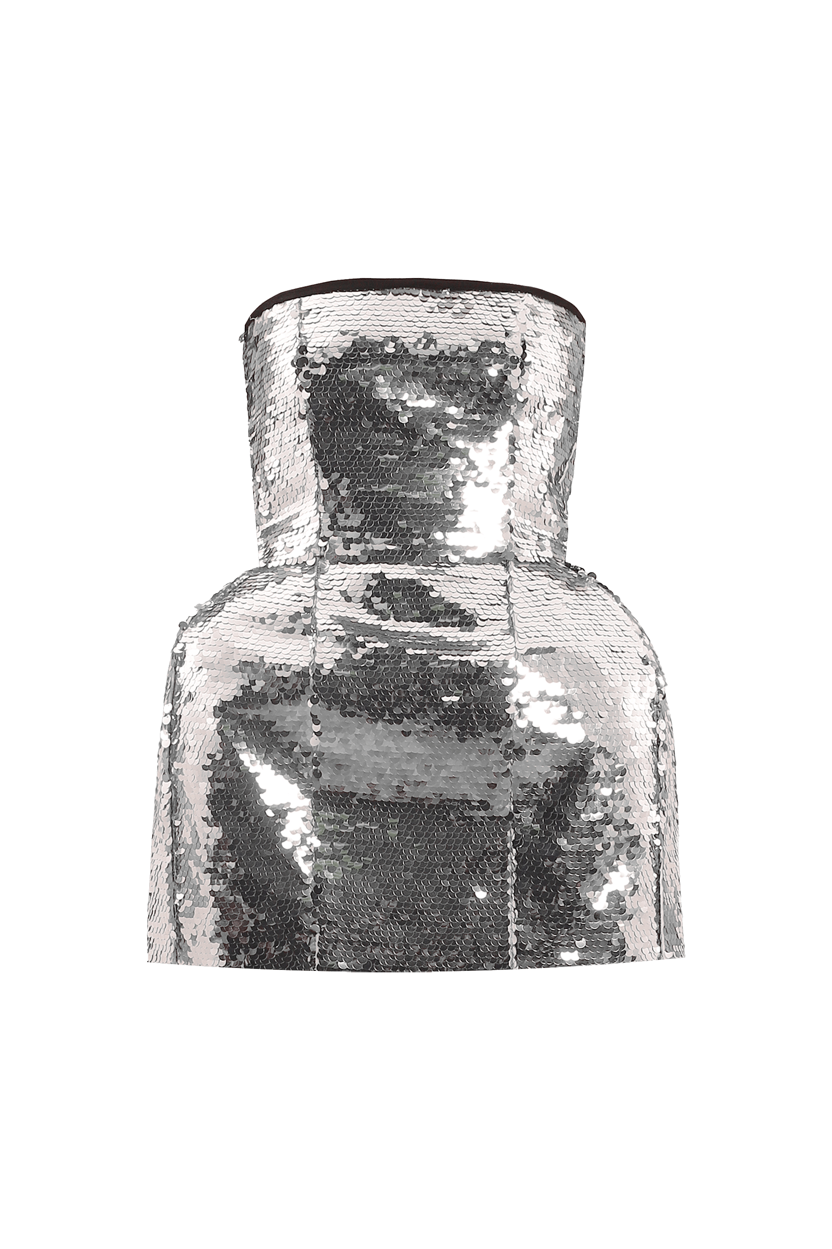 Silver sequins volume mini dress made by Compte Spain