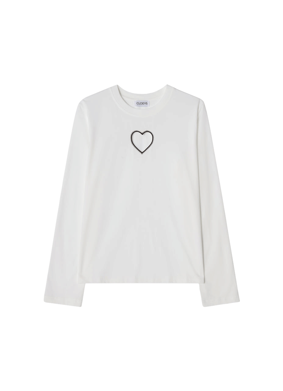 Heart Long Sleeve T-shirt White made by CLOEYS