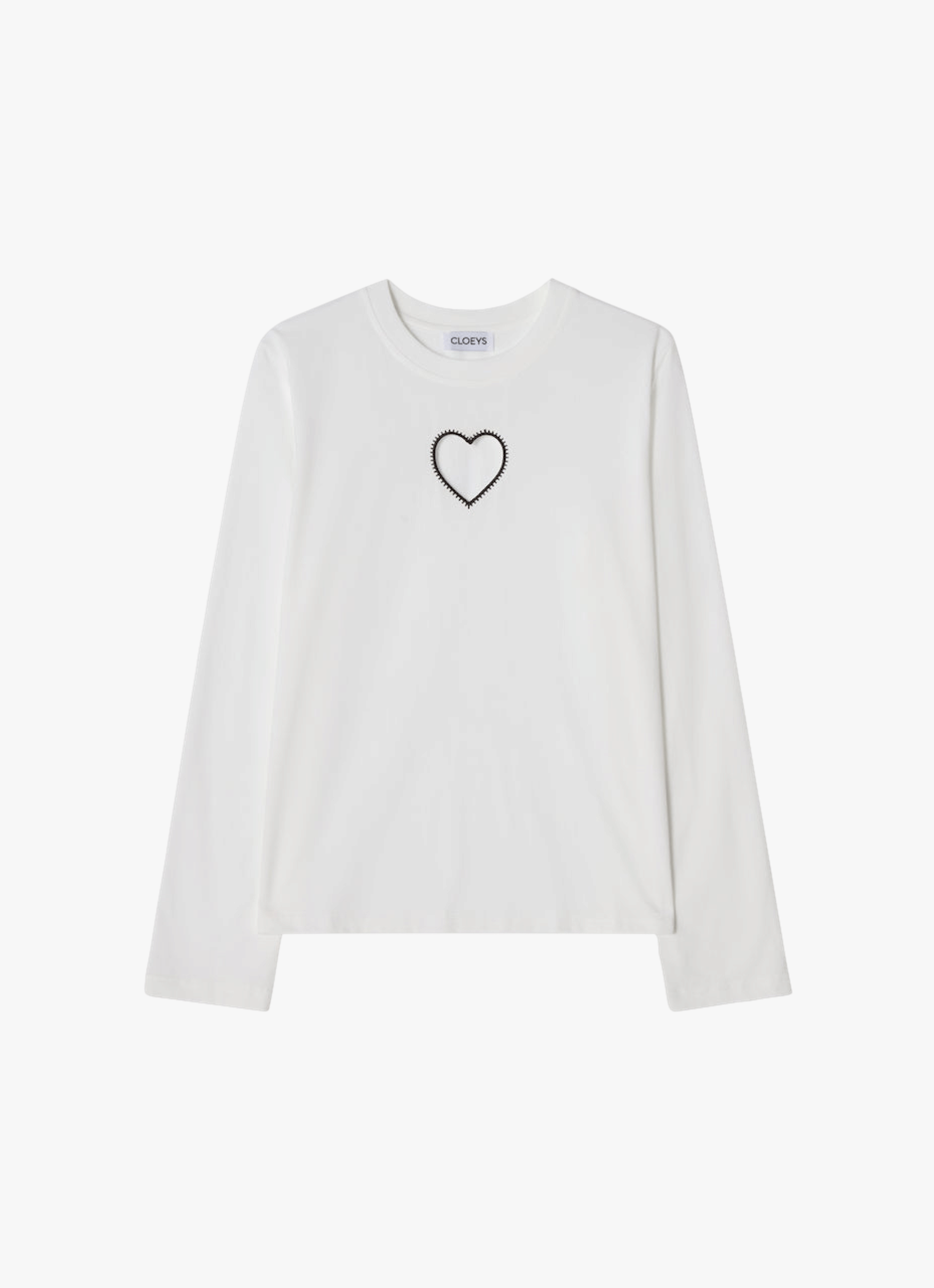 Heart Long Sleeve T-shirt White made by CLOEYS