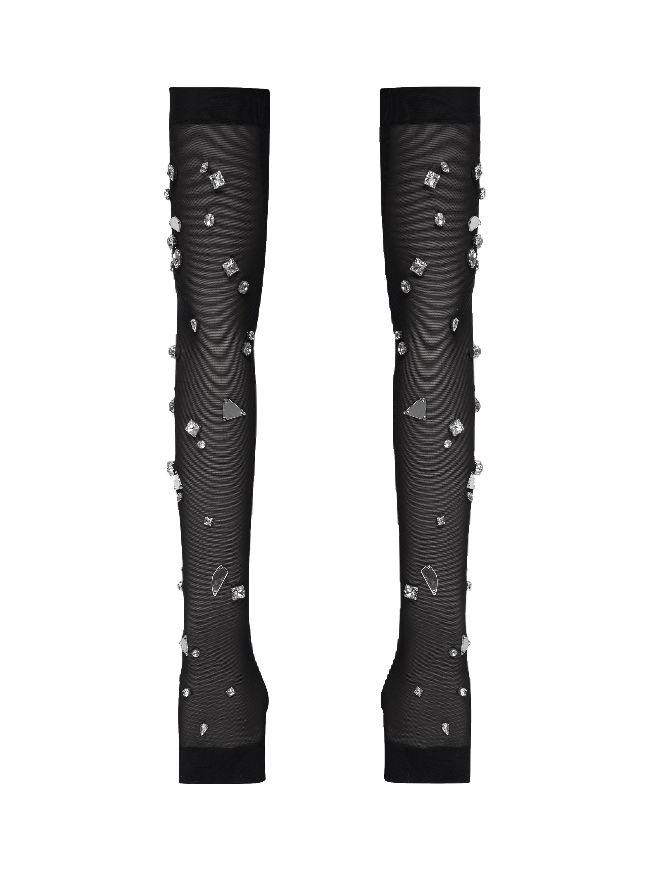 Crystal Embellished Fingerless Gloves in Black made by NDS The Label