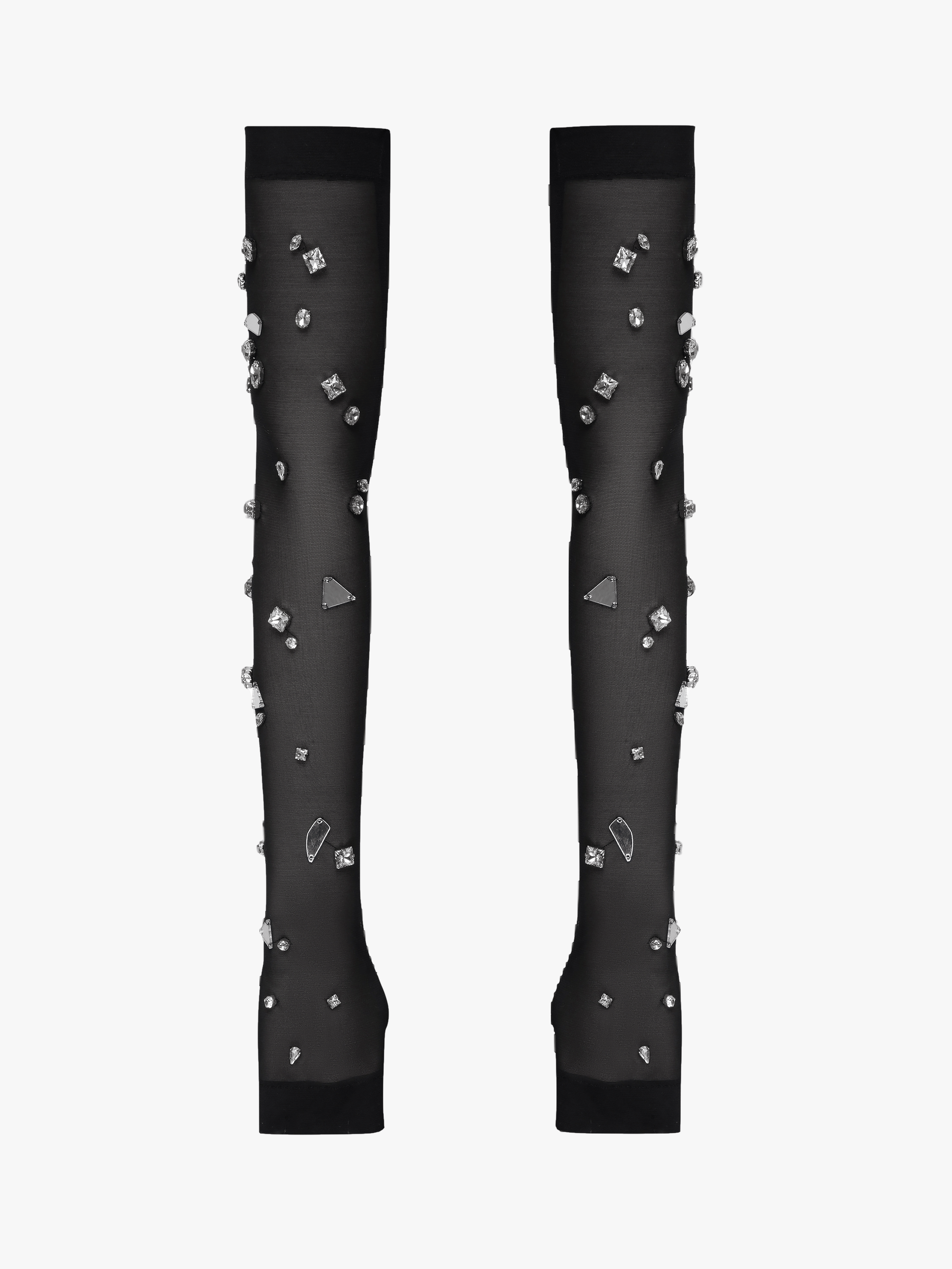 Crystal Embellished Fingerless Gloves in Black made by NDS The Label