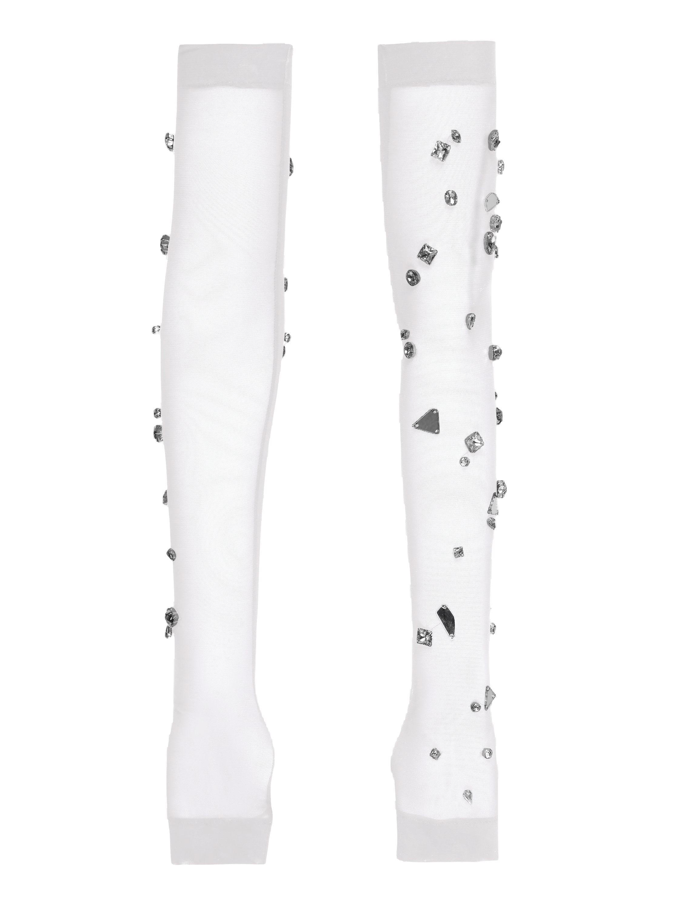 Crystal Embellished Fingerless Gloves in White made by NDS The Label