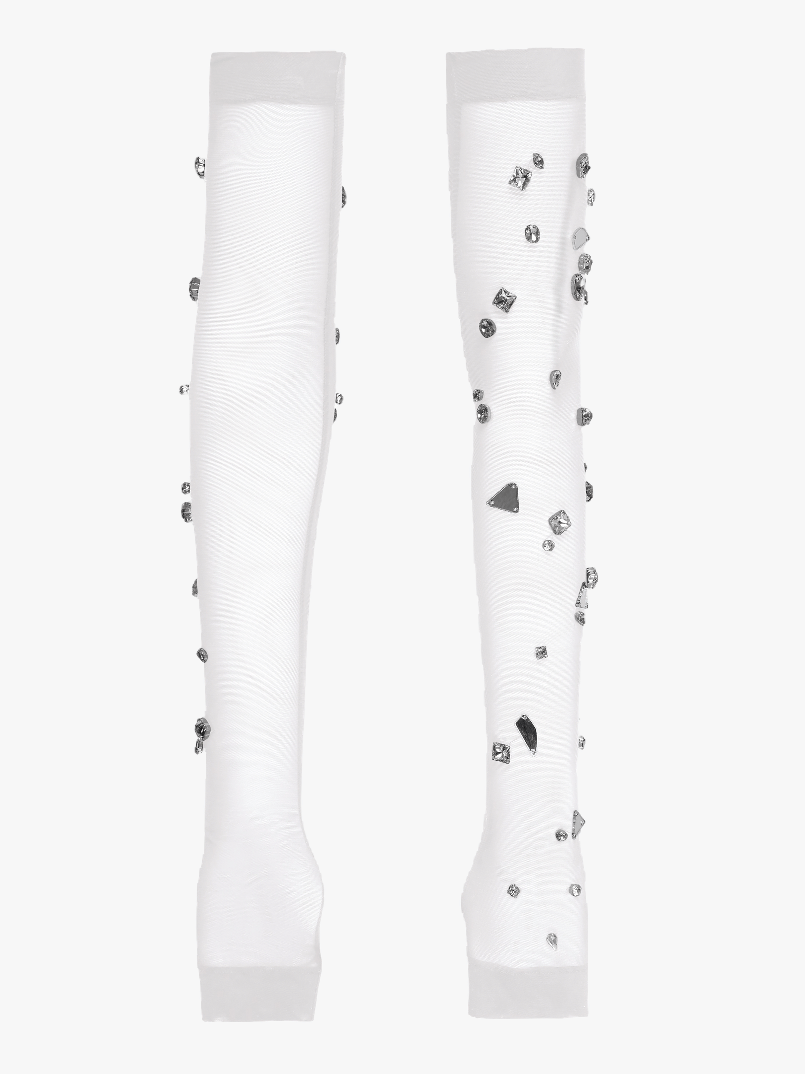 Crystal Embellished Fingerless Gloves in White made by NDS The Label