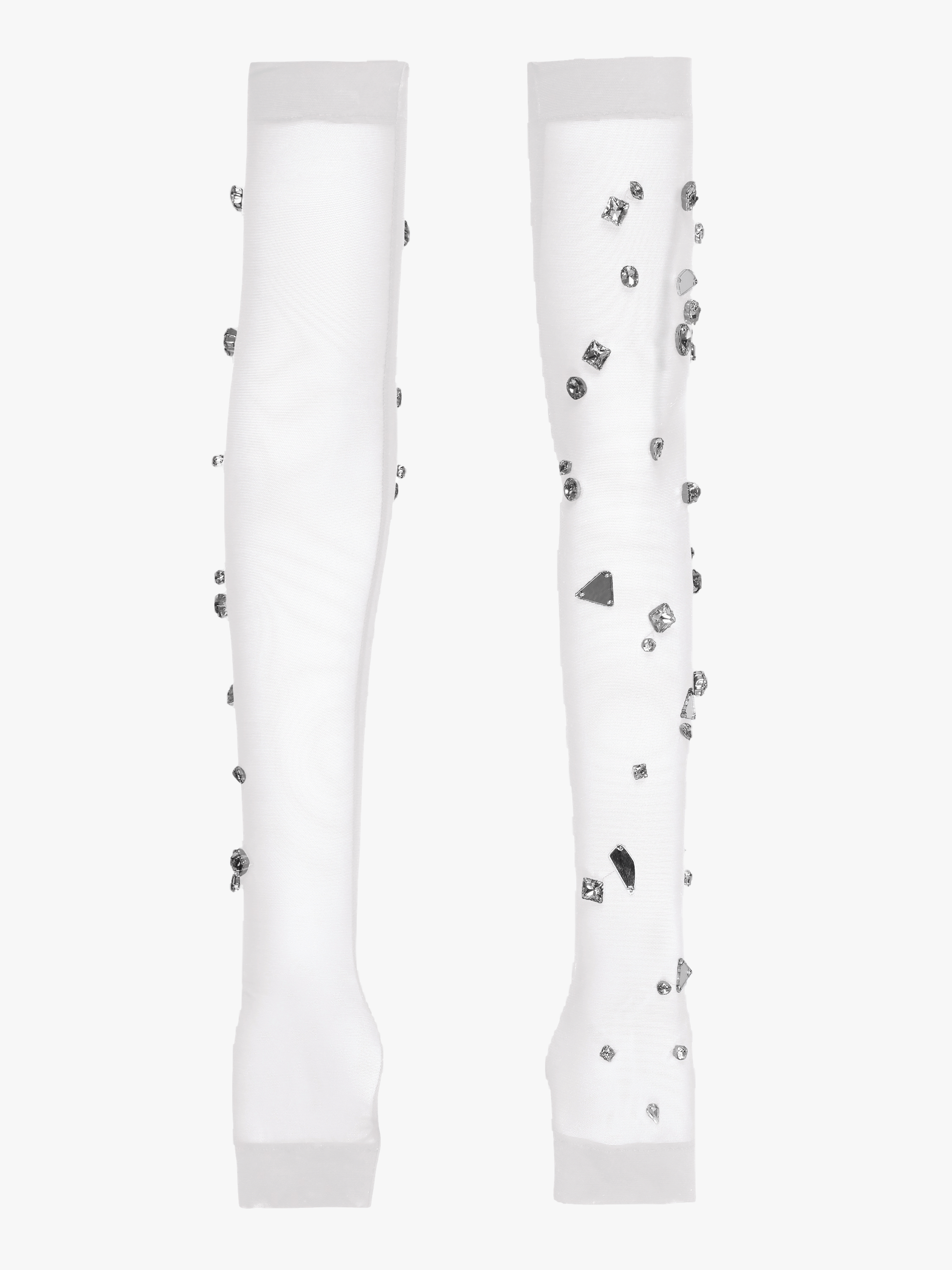 Crystal Embellished Fingerless Gloves in White made by NDS The Label