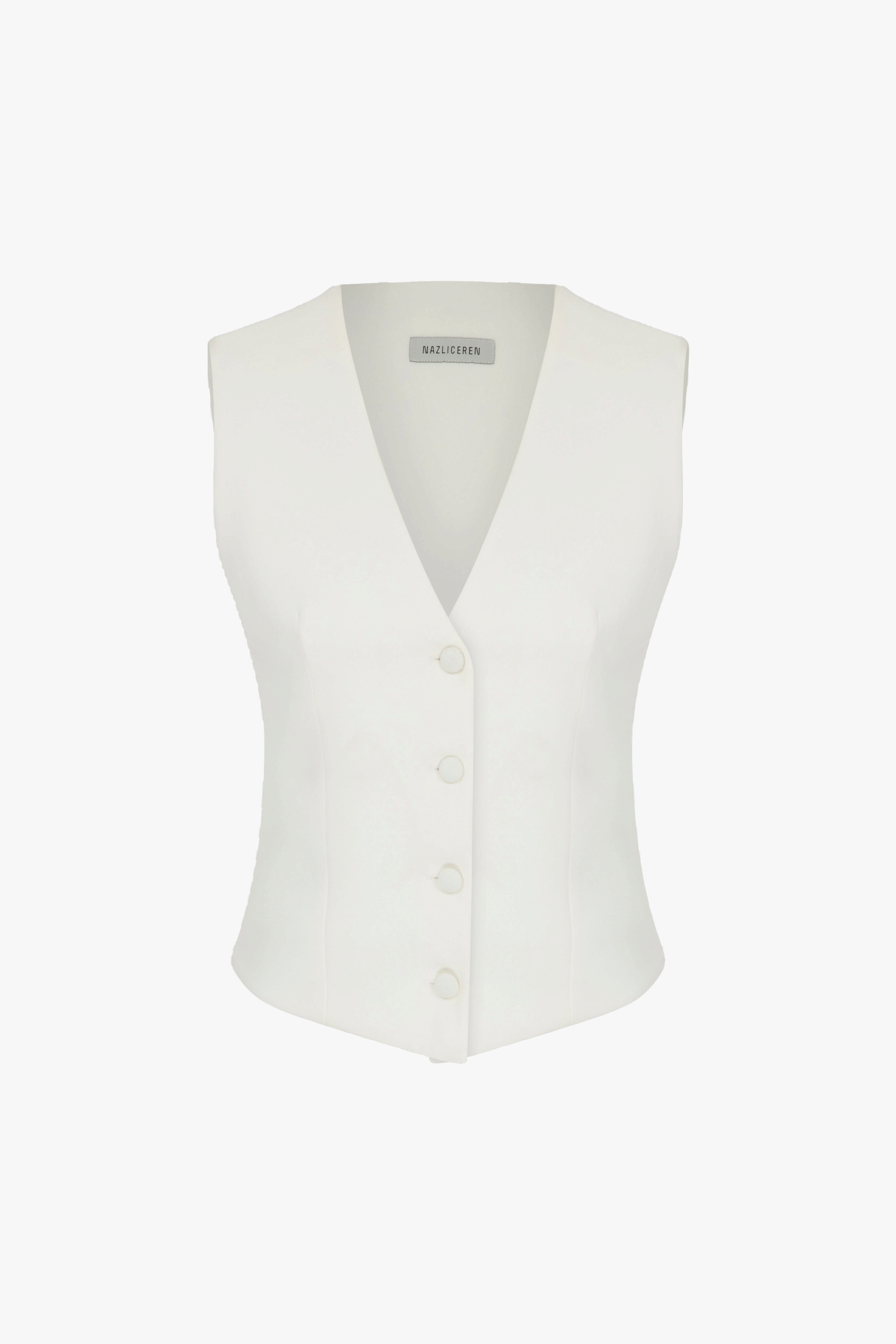 Brita Vest in Blanche in White made by Nazli Ceren