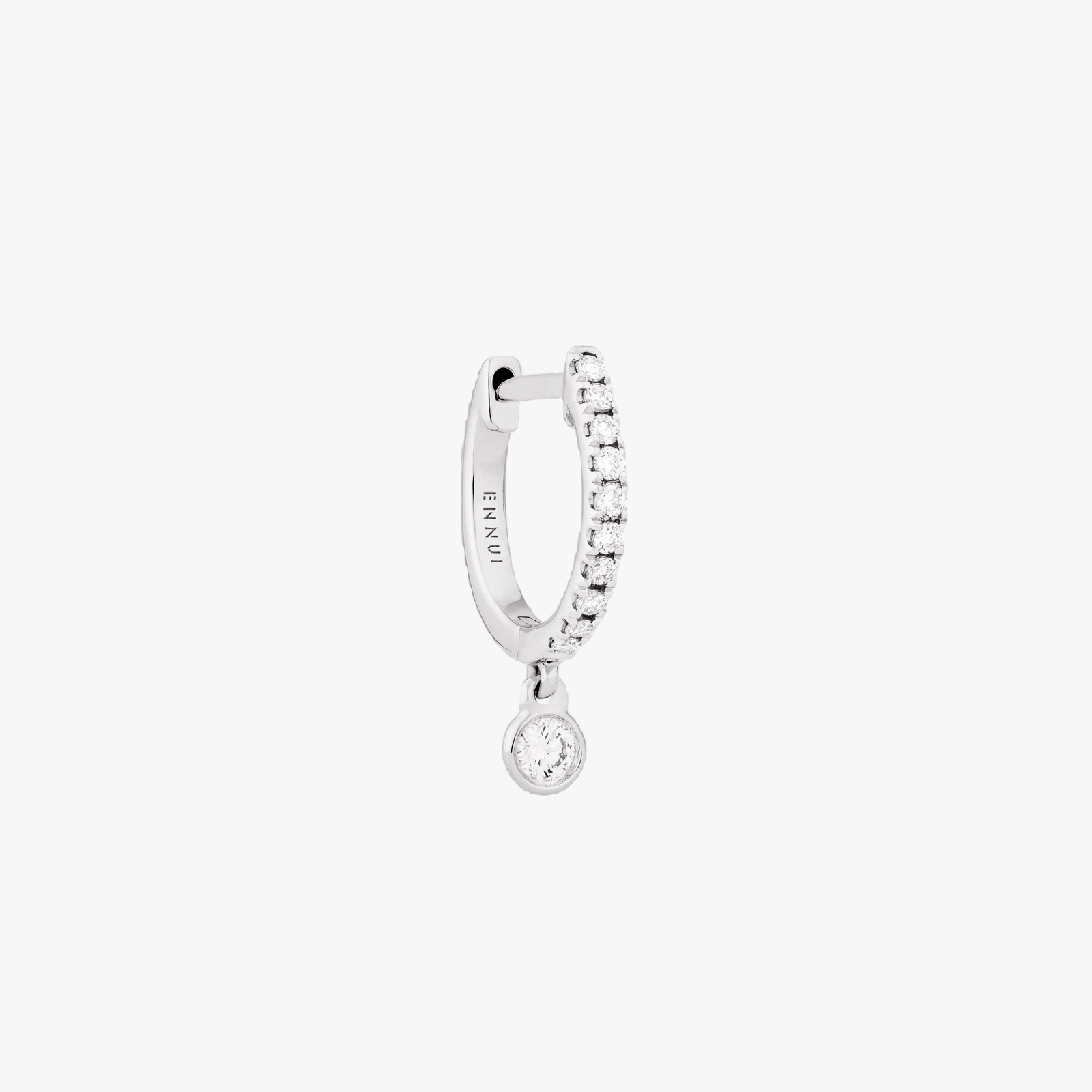 DIAMOND PENDANT HOOP - WHITE DIAMOND & PLAIN WHITE GOLD - 11mm made by ENNUI