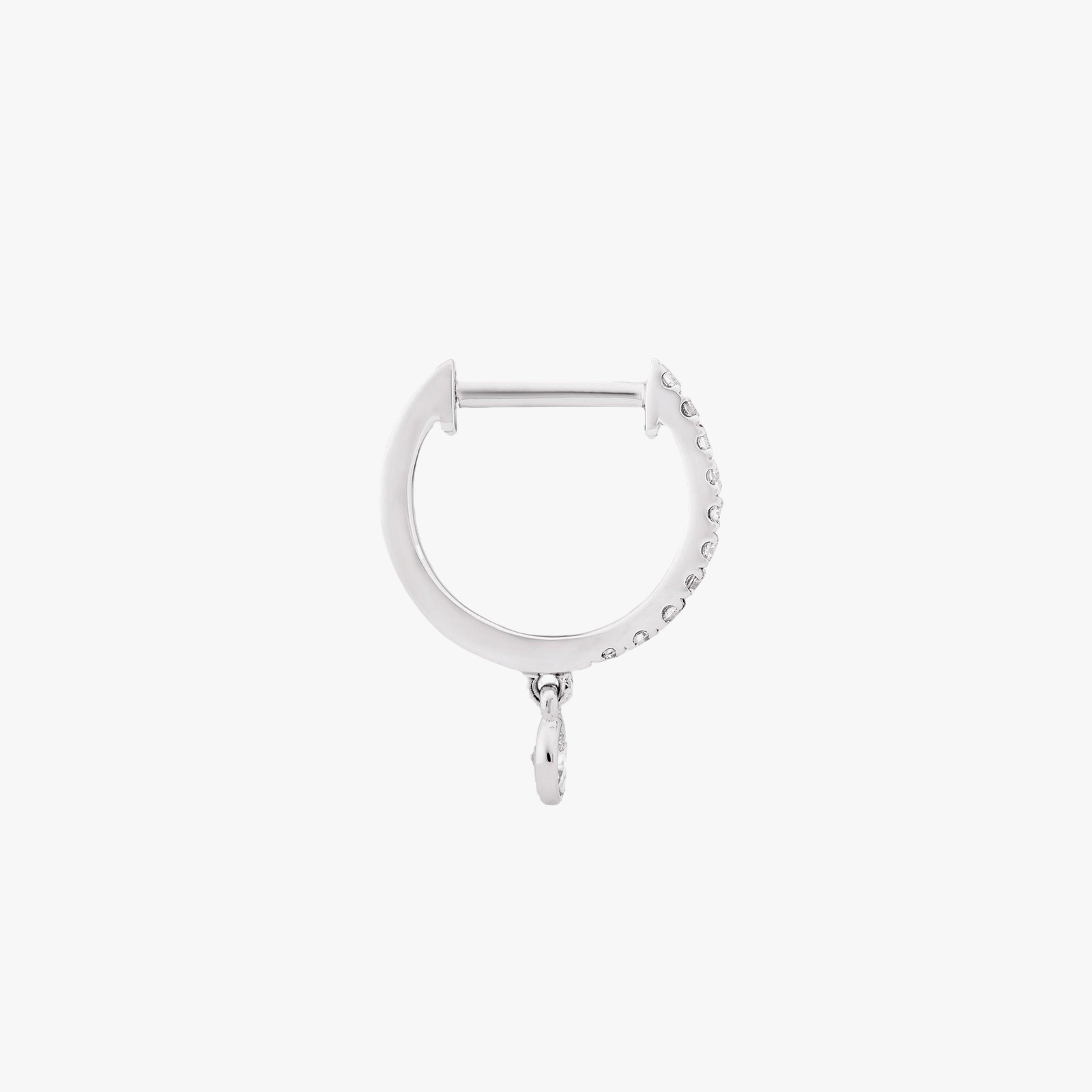 DIAMOND PENDANT HOOP - WHITE DIAMOND & PLAIN WHITE GOLD - 11mm made by ENNUI