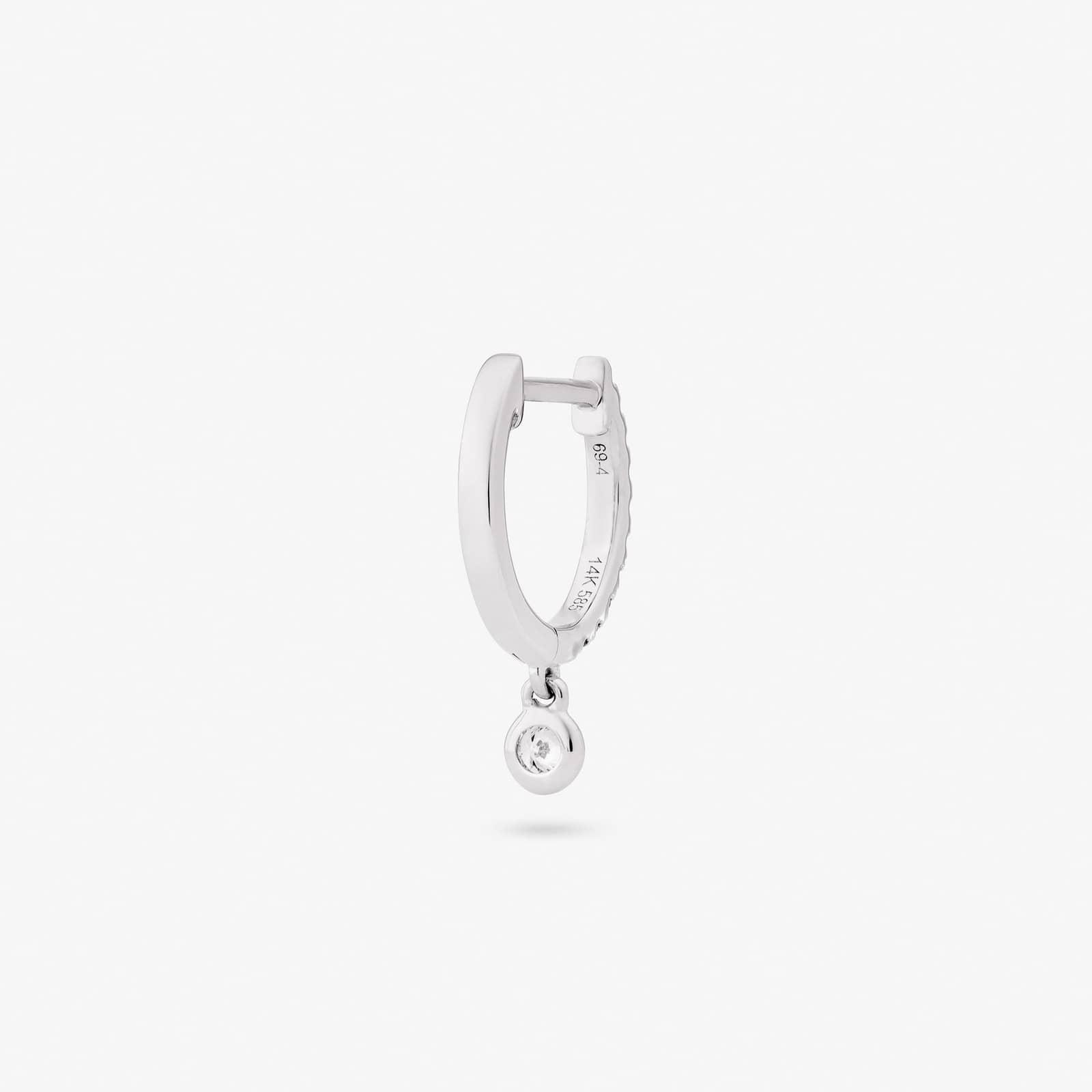 DIAMOND PENDANT HOOP - WHITE DIAMOND & PLAIN WHITE GOLD - 11mm made by ENNUI