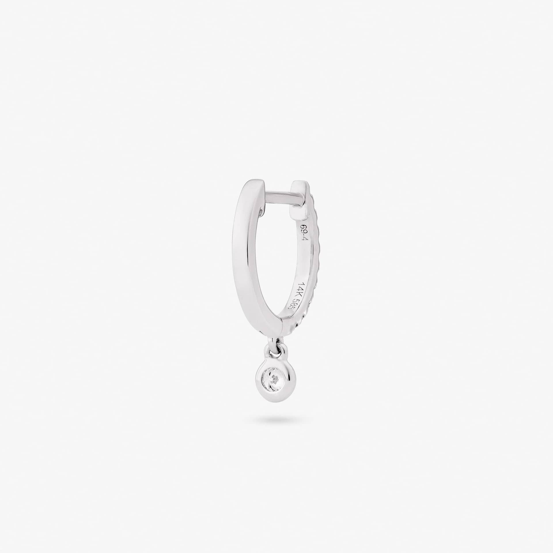 DIAMOND PENDANT HOOP - WHITE DIAMOND & PLAIN WHITE GOLD - 11mm made by ENNUI