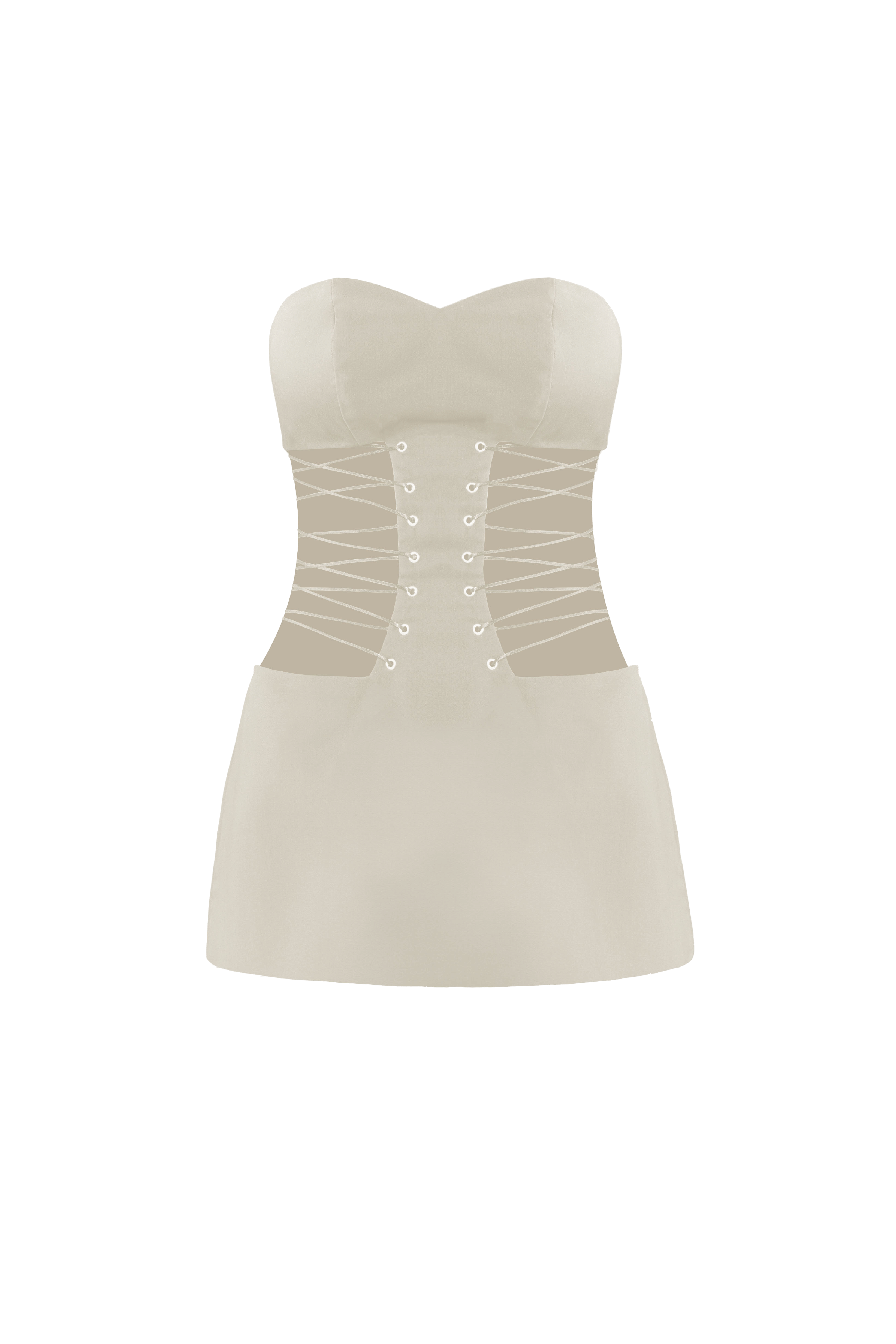 Lace-Up Mini Dress in White made by Vestiaire d'un Oiseau Libre