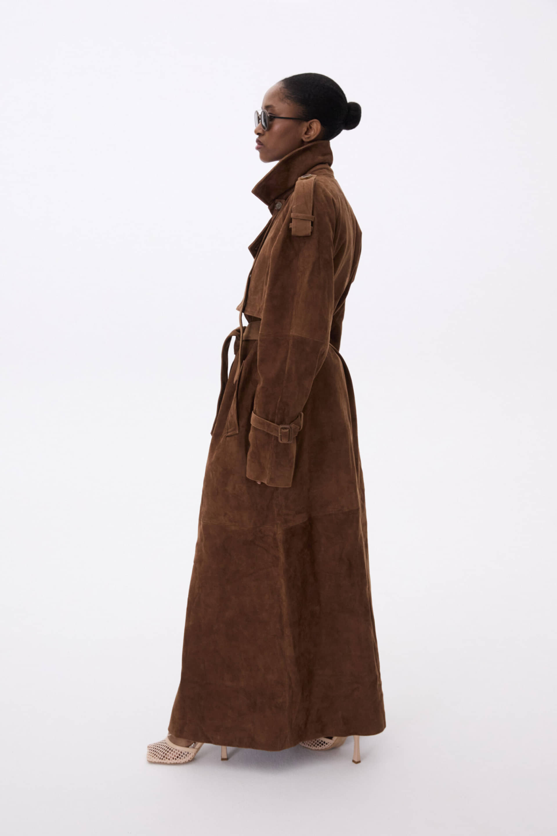 Long Leather Coat With Belt made by YAVORSKA