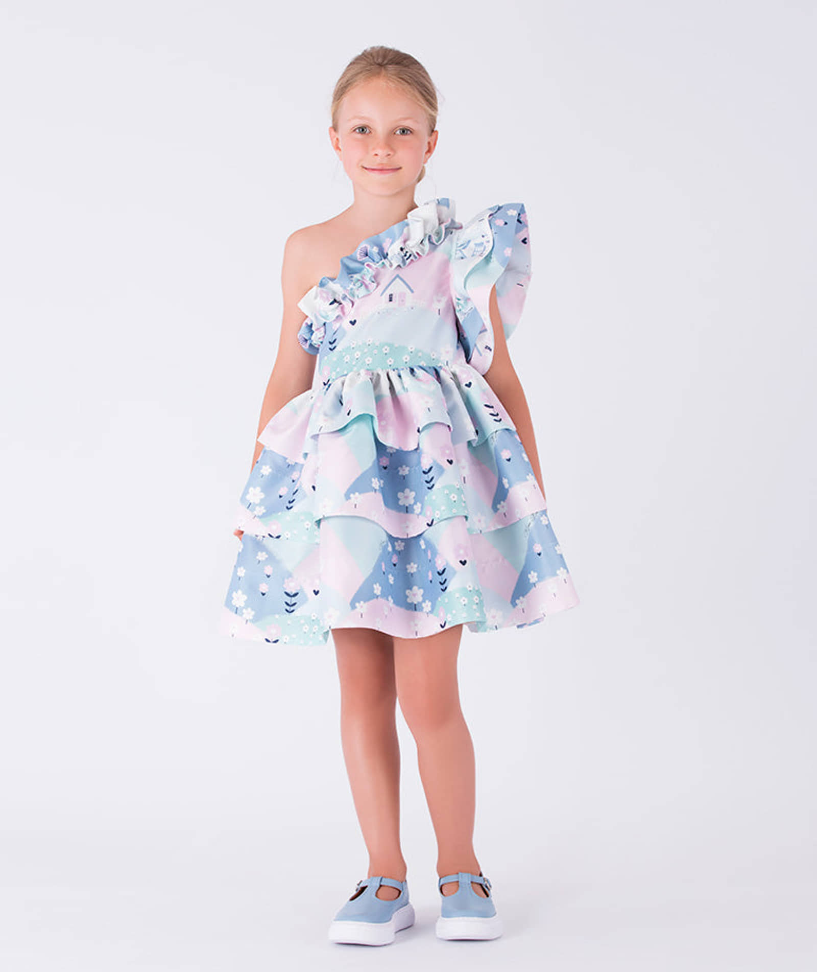One-Shoulder Ruffle Dress made by Mama Luma