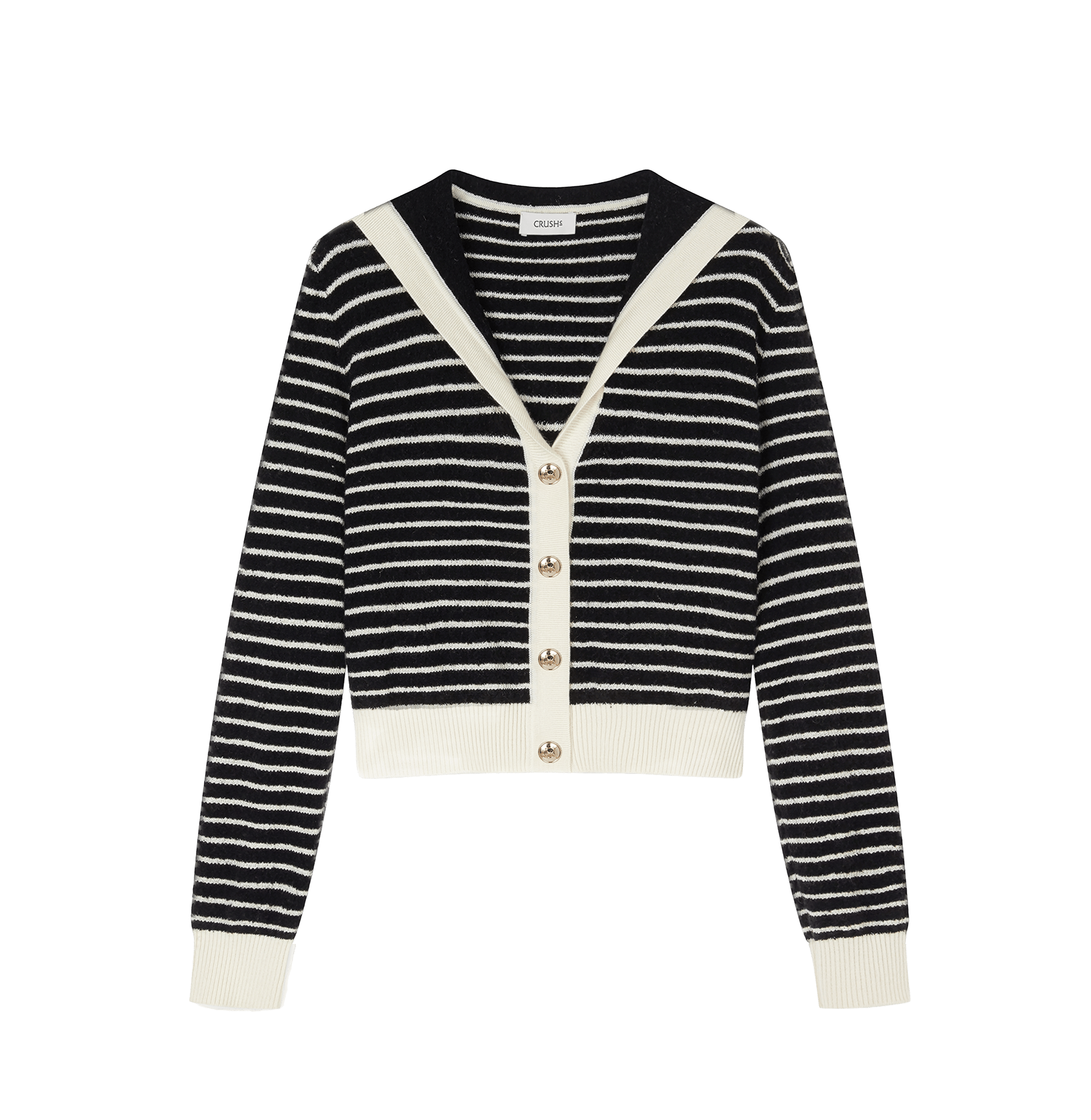 BOUCLÉ STRIPED SAILOR CARDIGAN made by CRUSH Collection