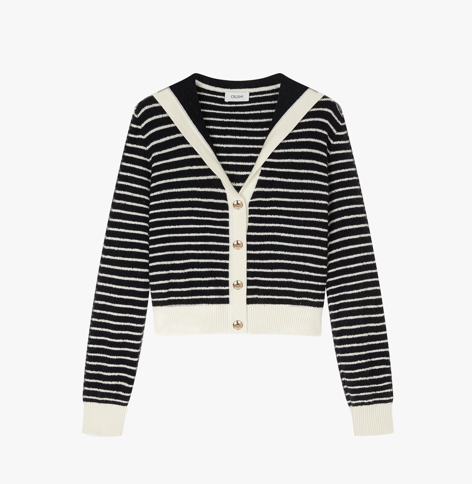 BOUCLÉ STRIPED SAILOR CARDIGAN made by CRUSH Collection