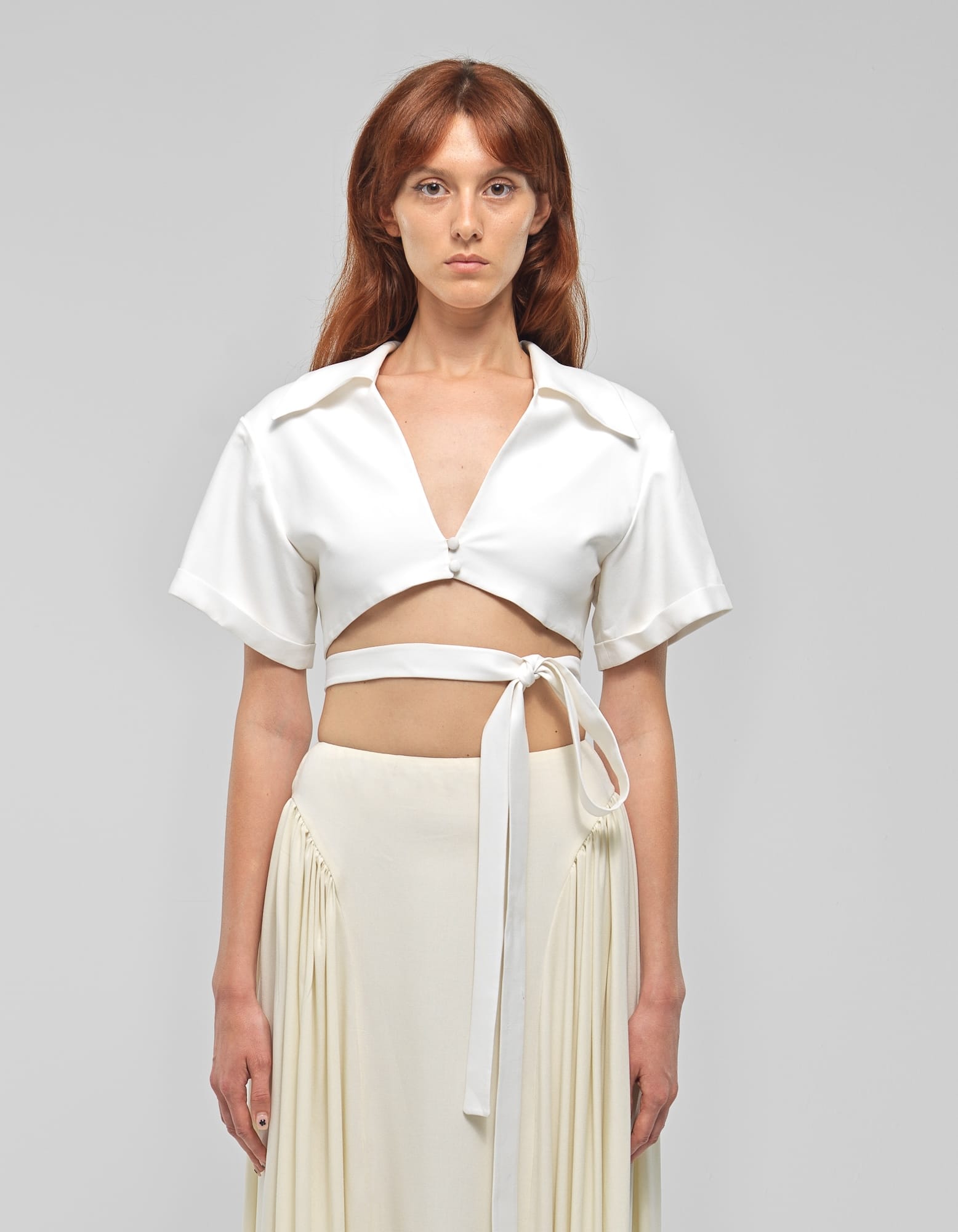 WINONA White Cropped Wrap Top made by MAET