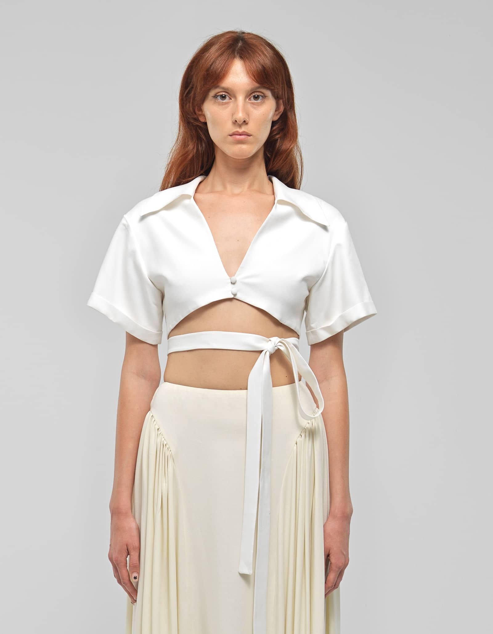 WINONA White Cropped Wrap Top made by MAET