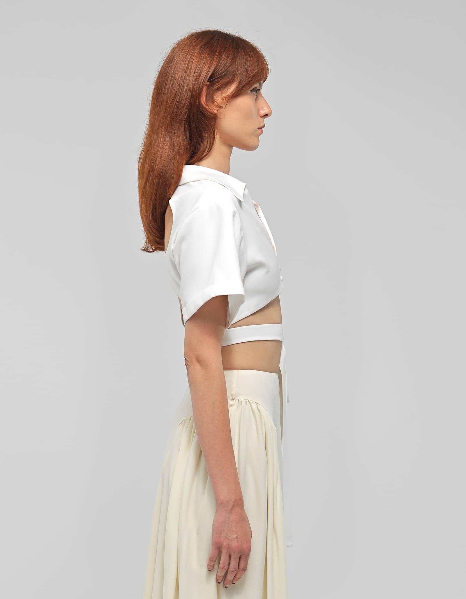 WINONA White Cropped Wrap Top made by MAET