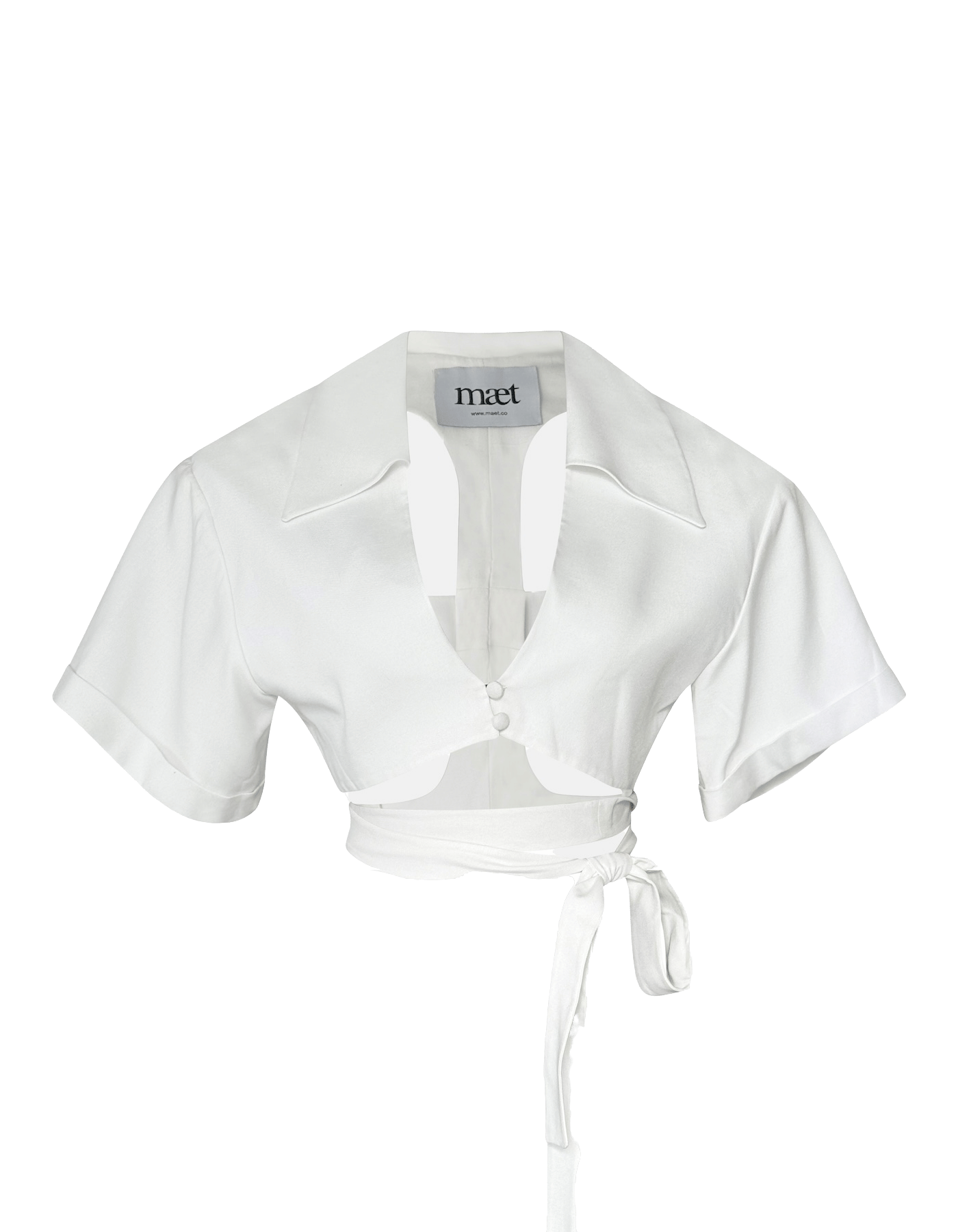 WINONA White Cropped Wrap Top made by MAET