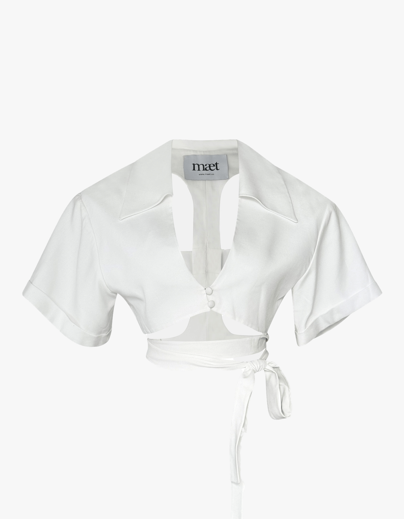 WINONA White Cropped Wrap Top made by MAET