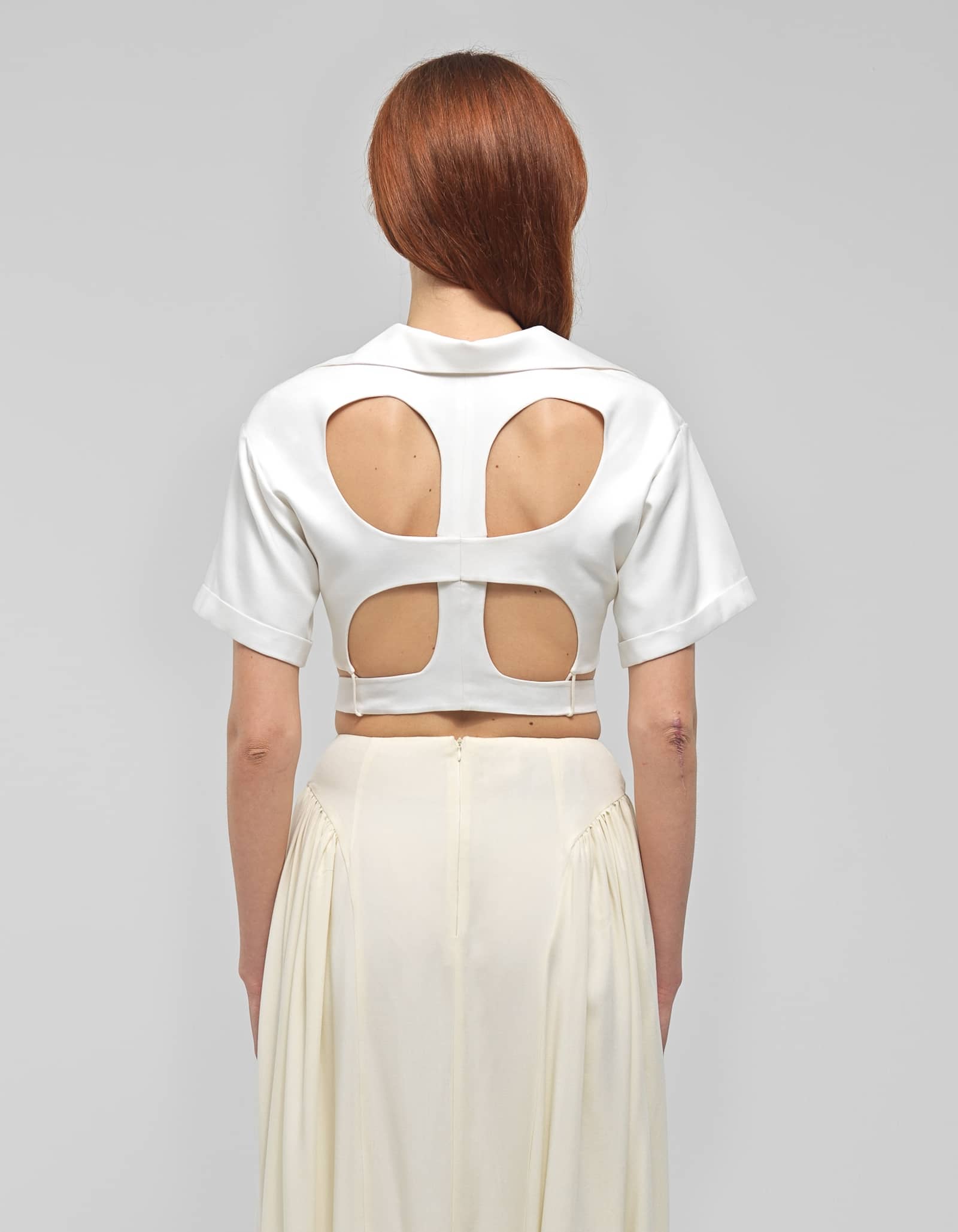 WINONA White Cropped Wrap Top made by MAET