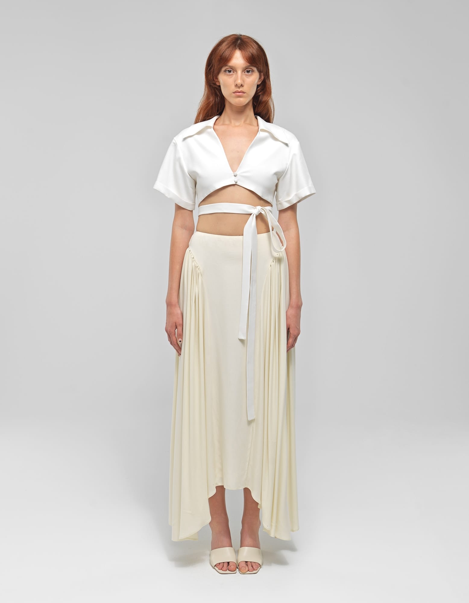 WINONA White Cropped Wrap Top made by MAET