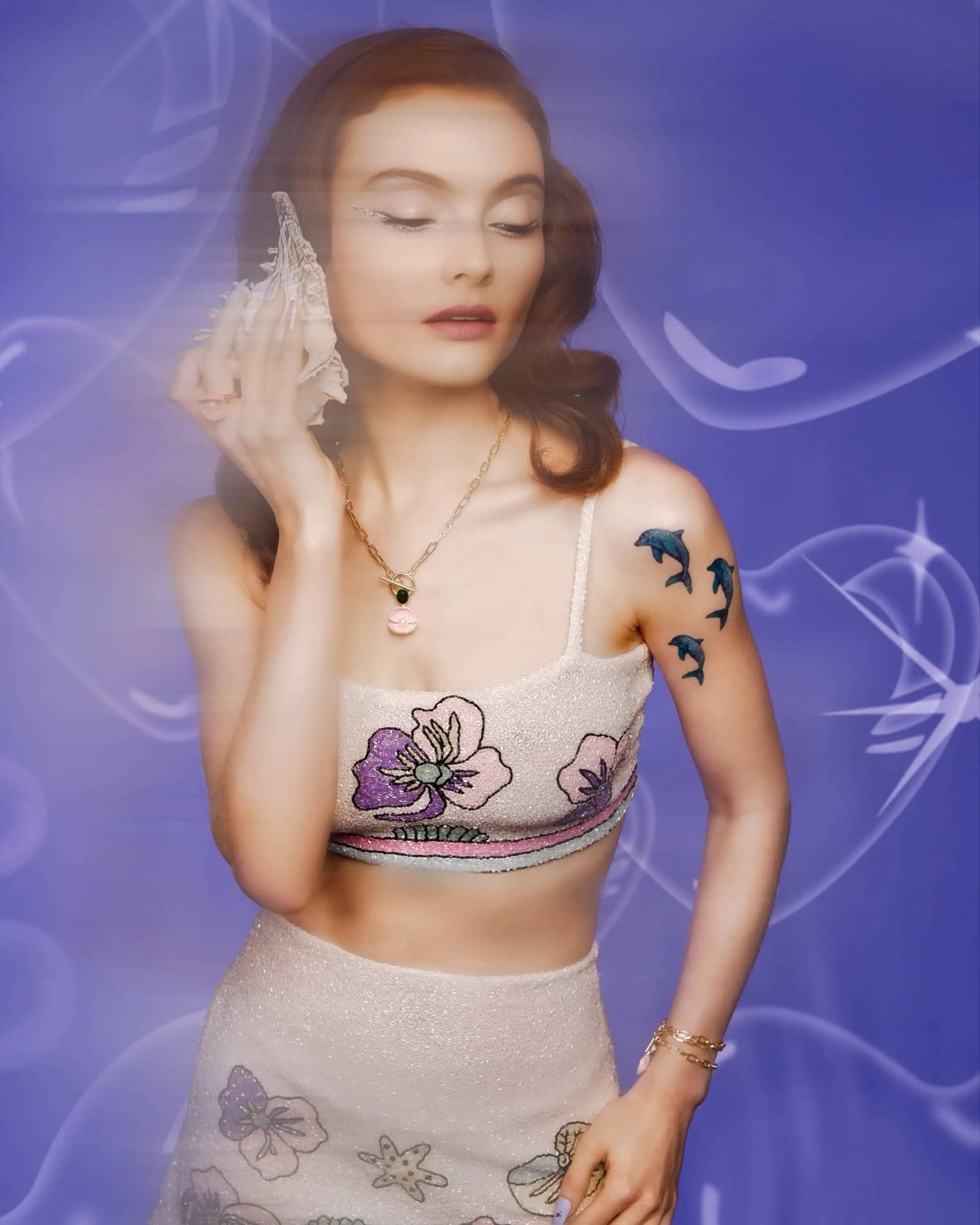 Tallulah Crystal Co-Ord Mini Skirt in Beige made by Oceanus Swimwear