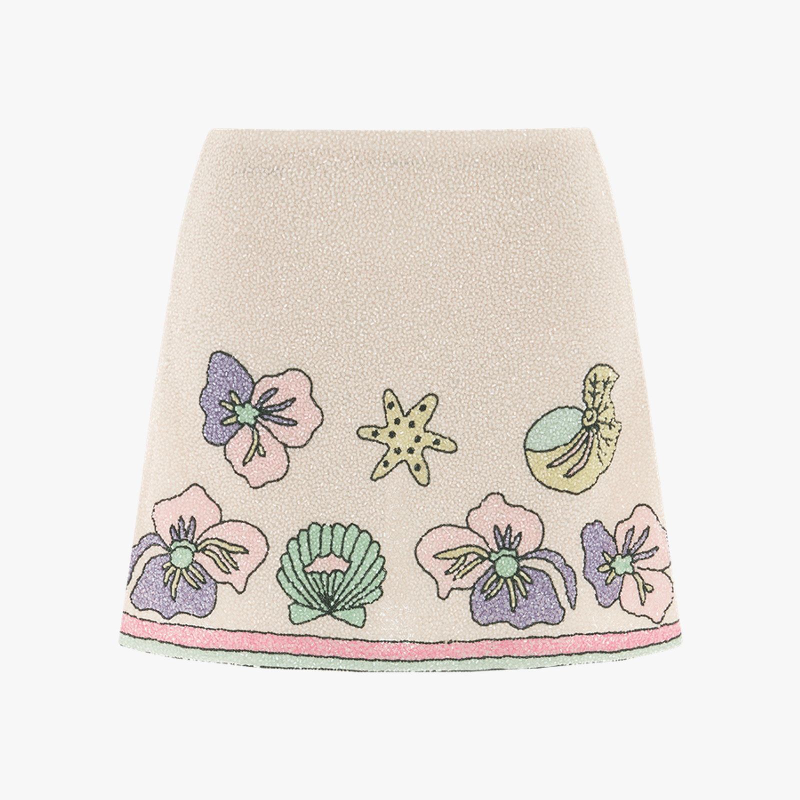 Tallulah Crystal Co-Ord Mini Skirt in Beige made by Oceanus Swimwear