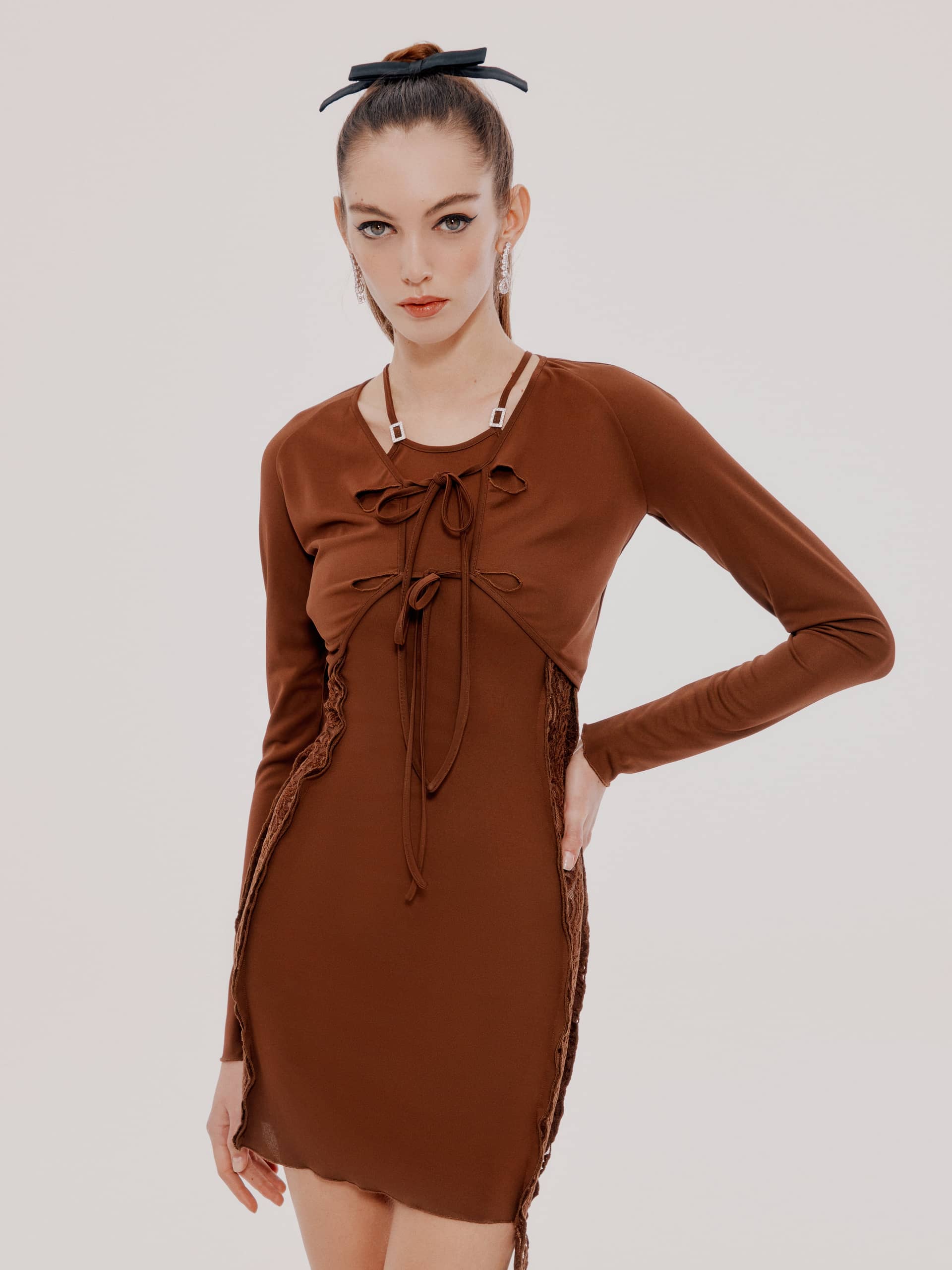 Brown Sade Dress (Final Sale) in Brown made by Nana Jacqueline