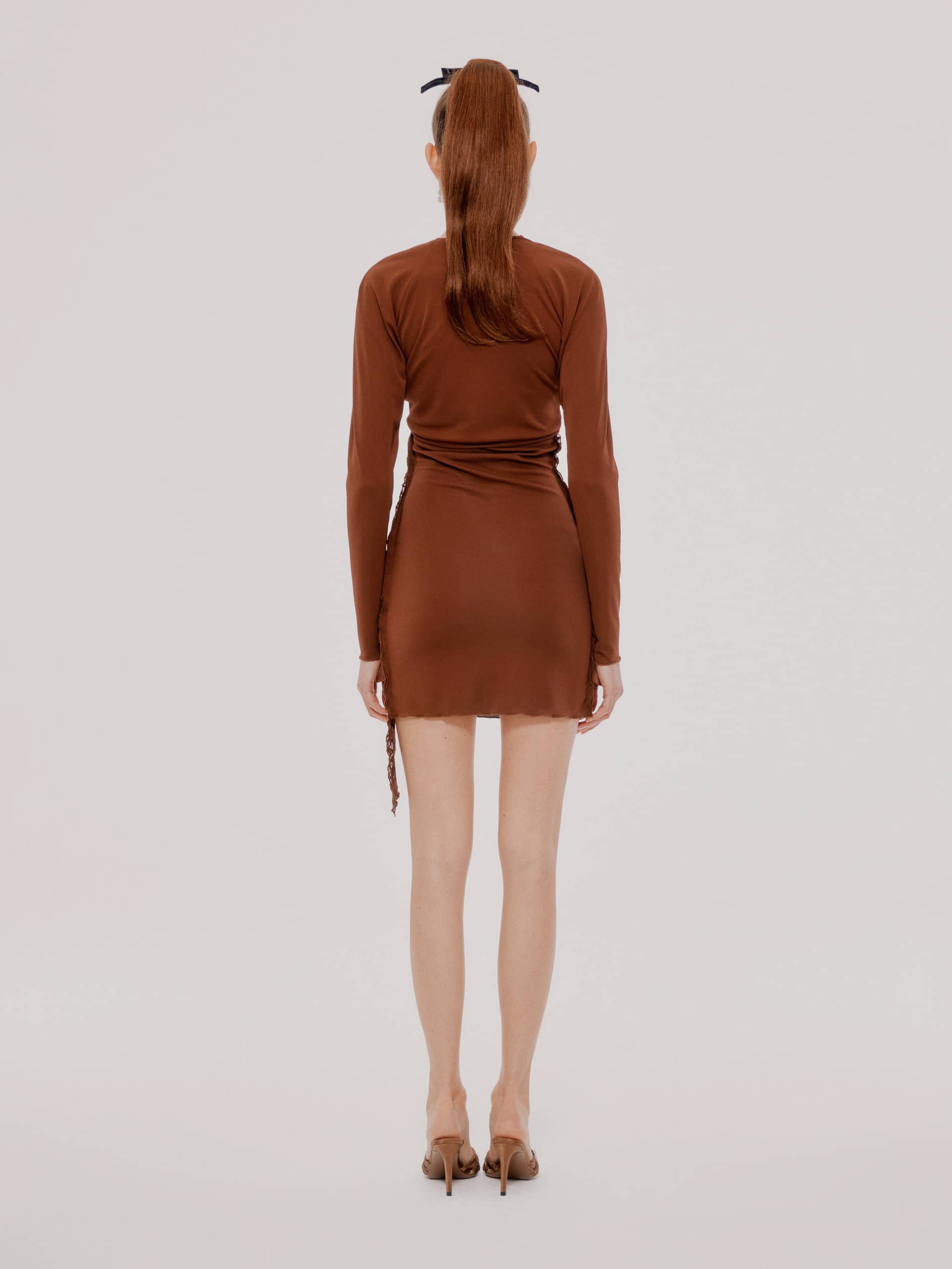 Brown Sade Dress (Final Sale) in Brown made by Nana Jacqueline
