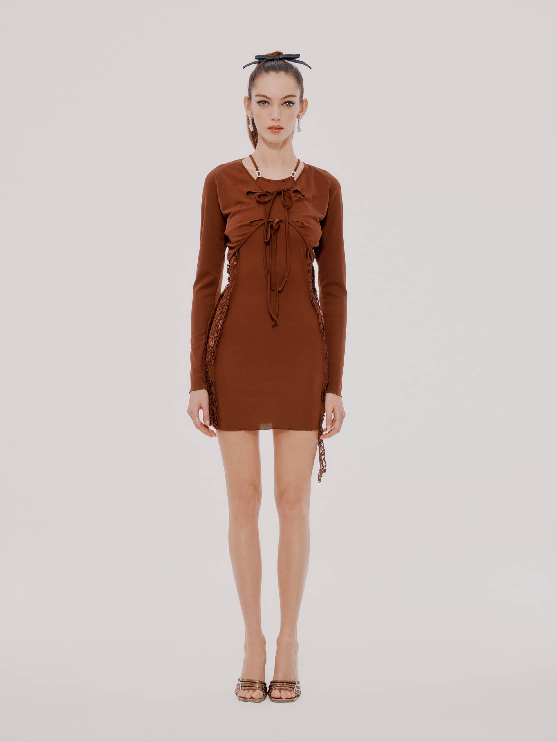 Brown Sade Dress (Final Sale) in Brown made by Nana Jacqueline