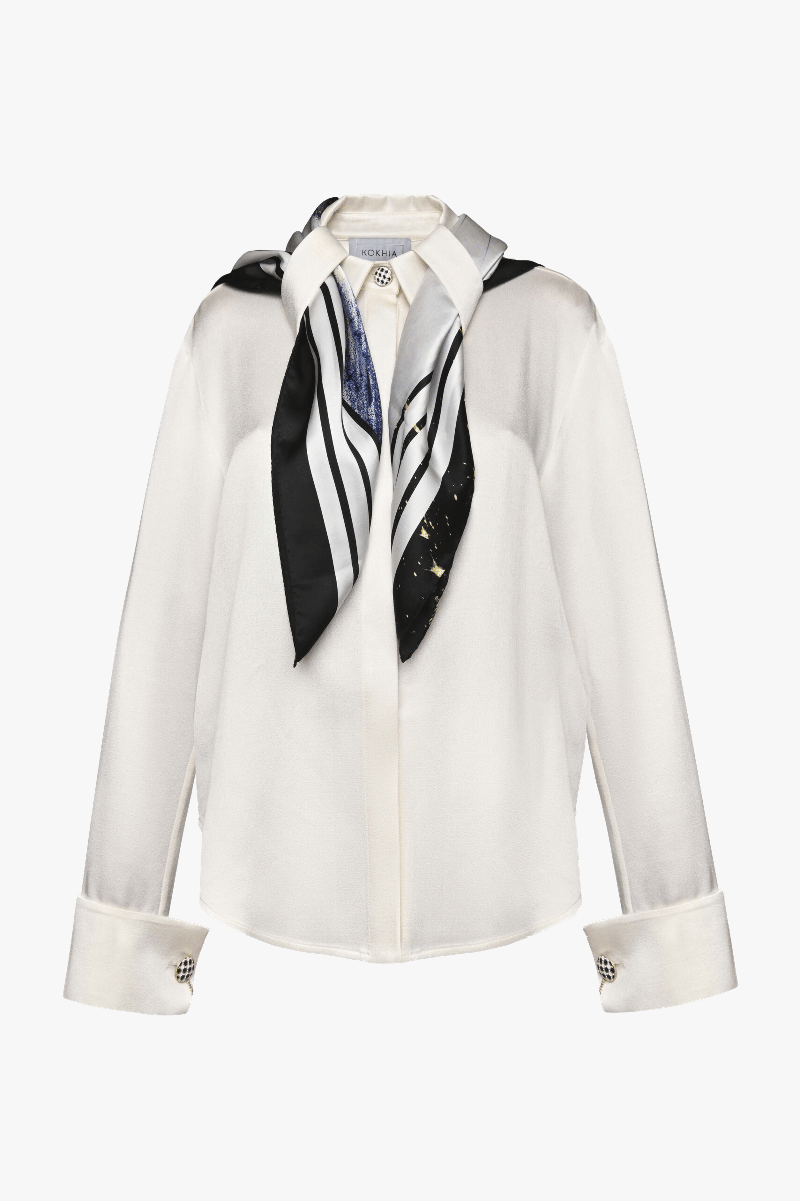 Signature button down shirt with scarf made by Maria Kokhia