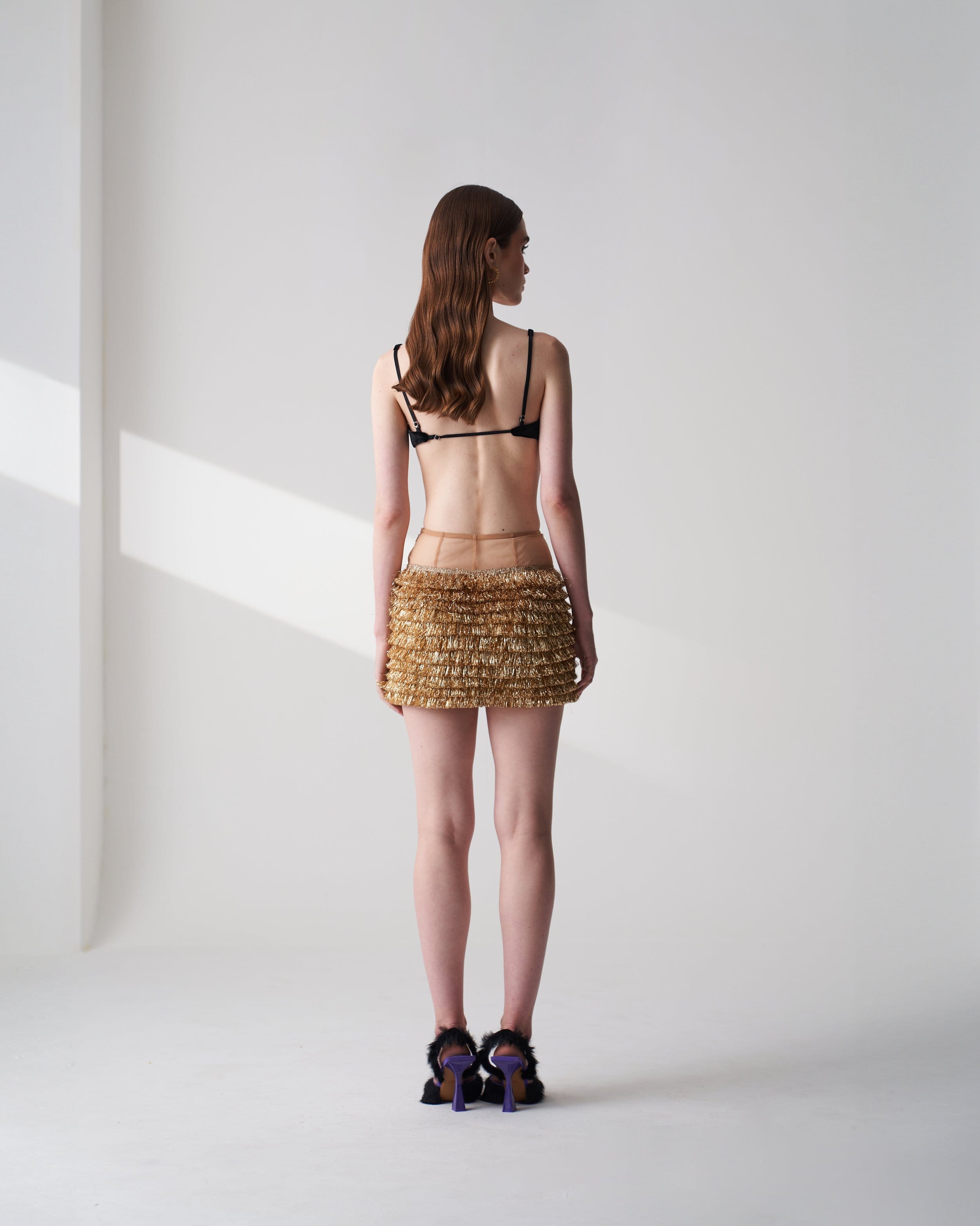 Kiran Golden Mini Skirt made by Szabo Sihag