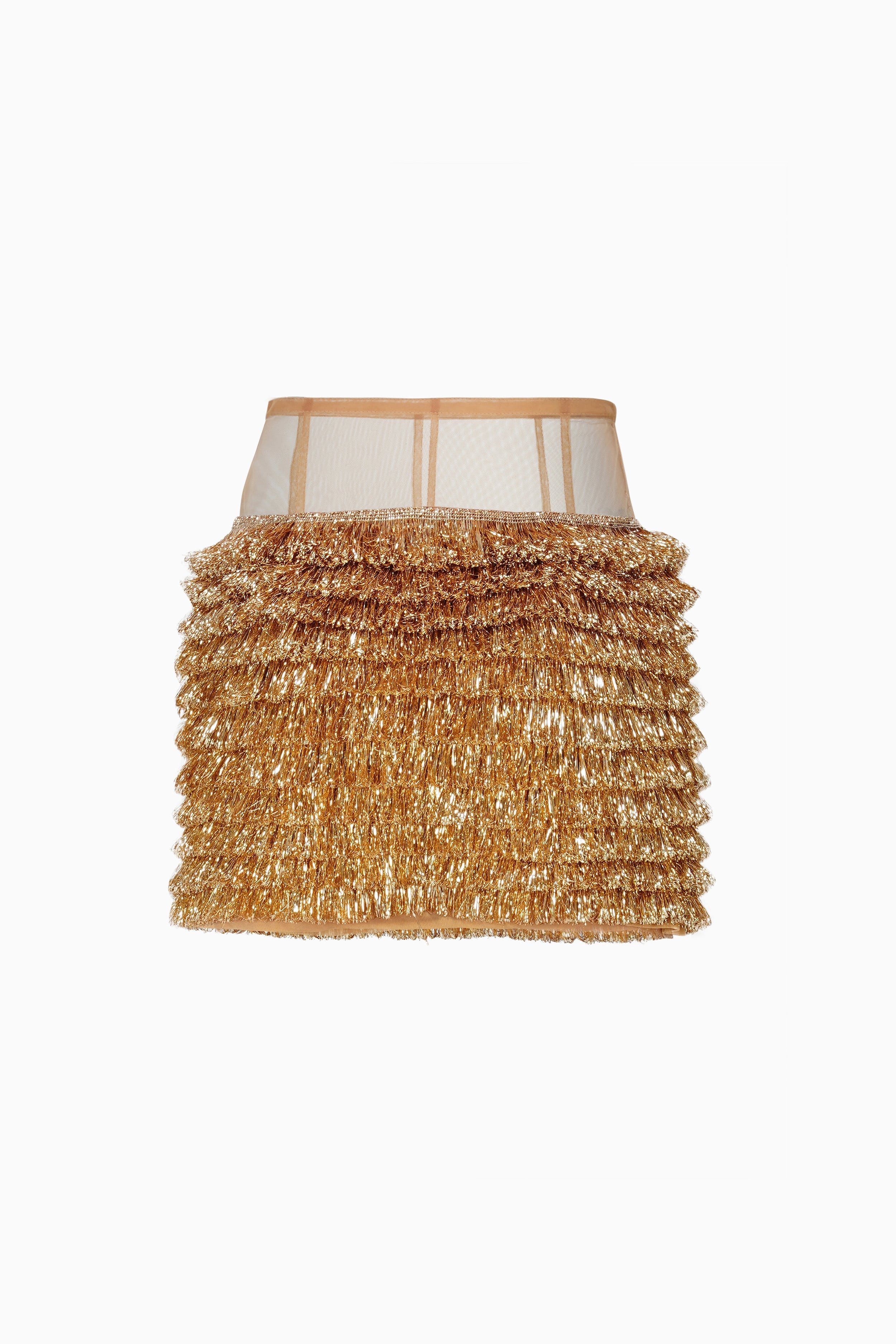 Kiran Golden Mini Skirt made by Szabo Sihag