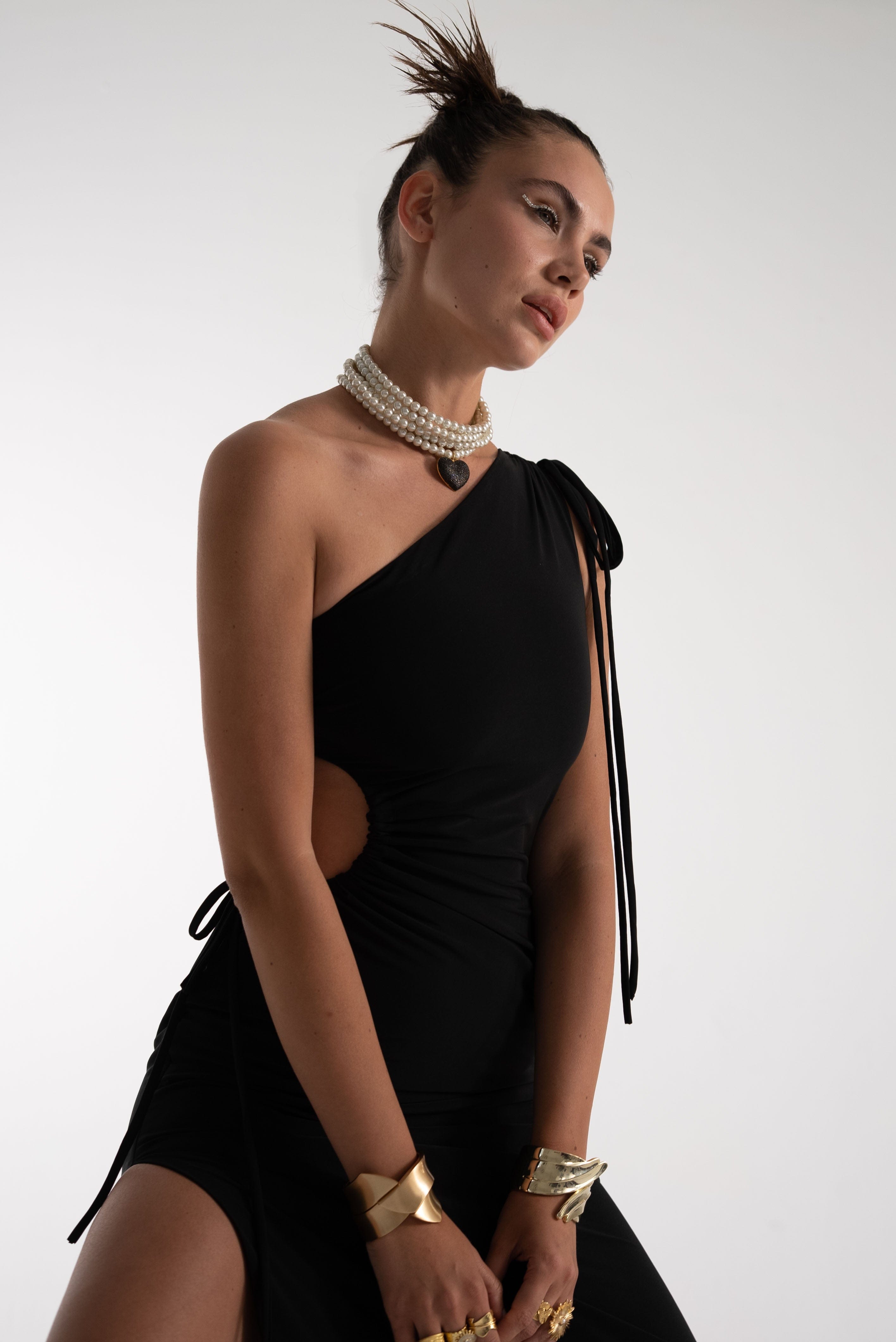 Zelda Black One Shoulder Maxi Dress made by Lora Istanbul