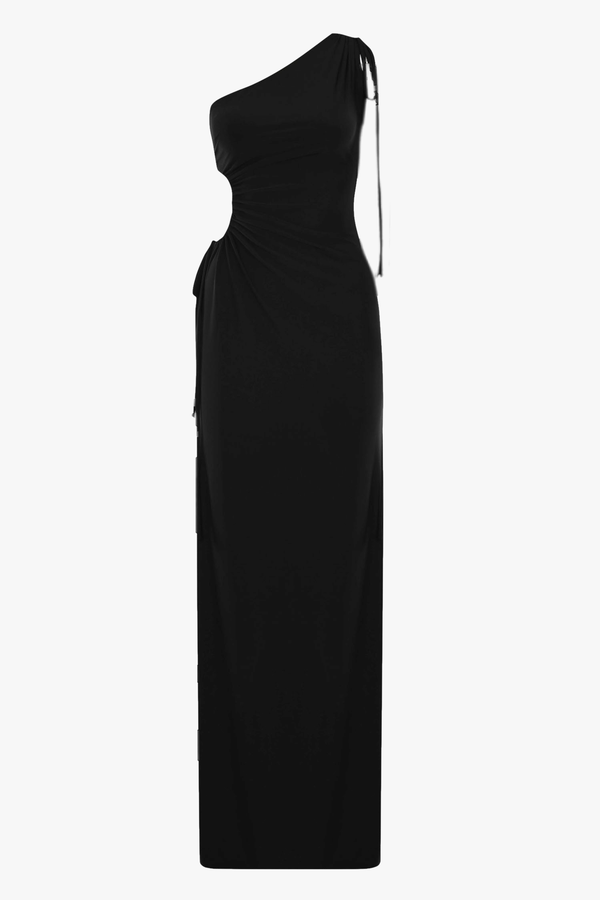 Zelda Black One Shoulder Maxi Dress made by Lora Istanbul