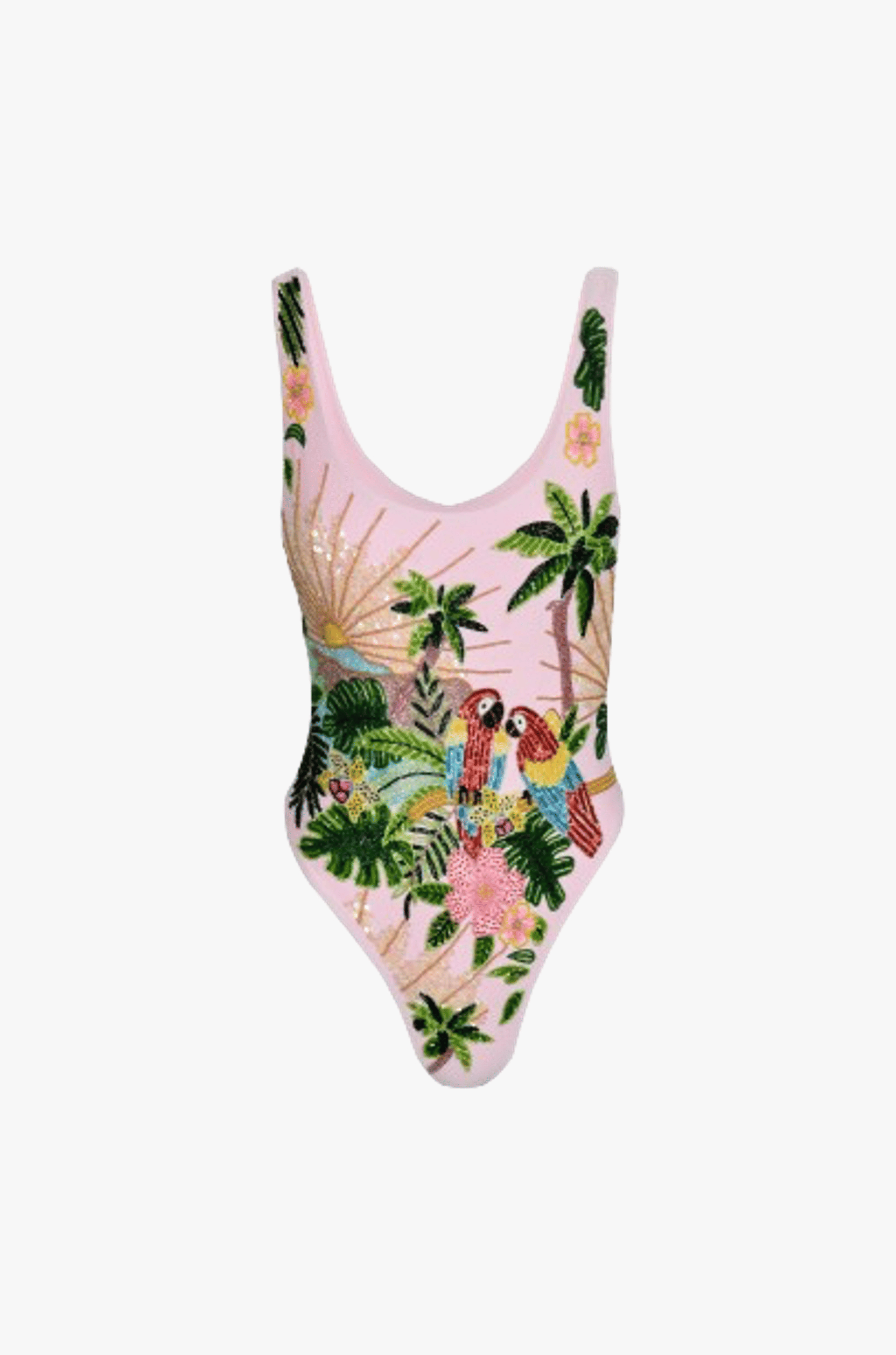 Maya Scoop Back Pink Tropical Swimsuit made by Oceanus Swimwear