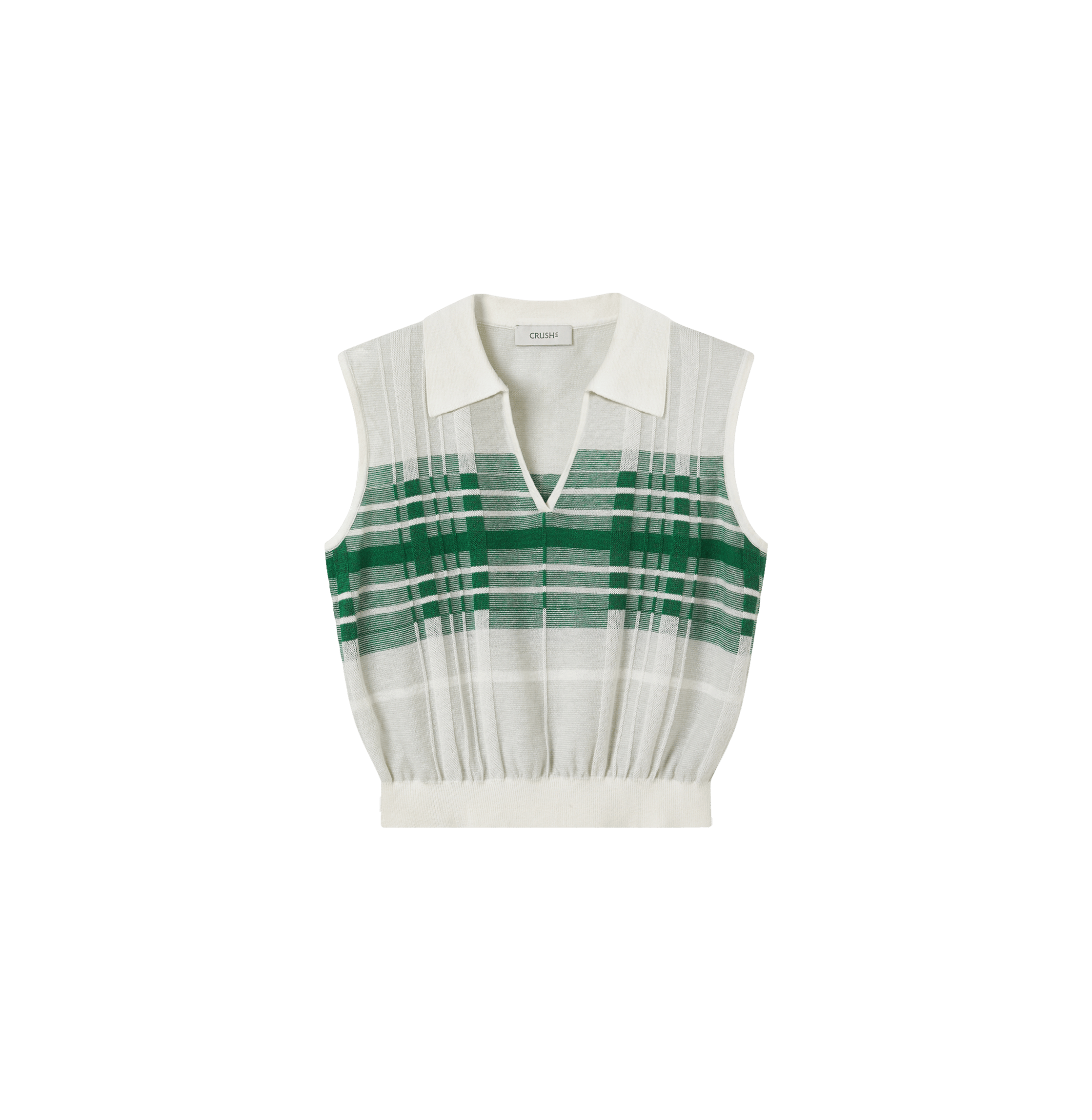 CHECKED LAPEL KNITTED VEST in Green made by CRUSH Collection
