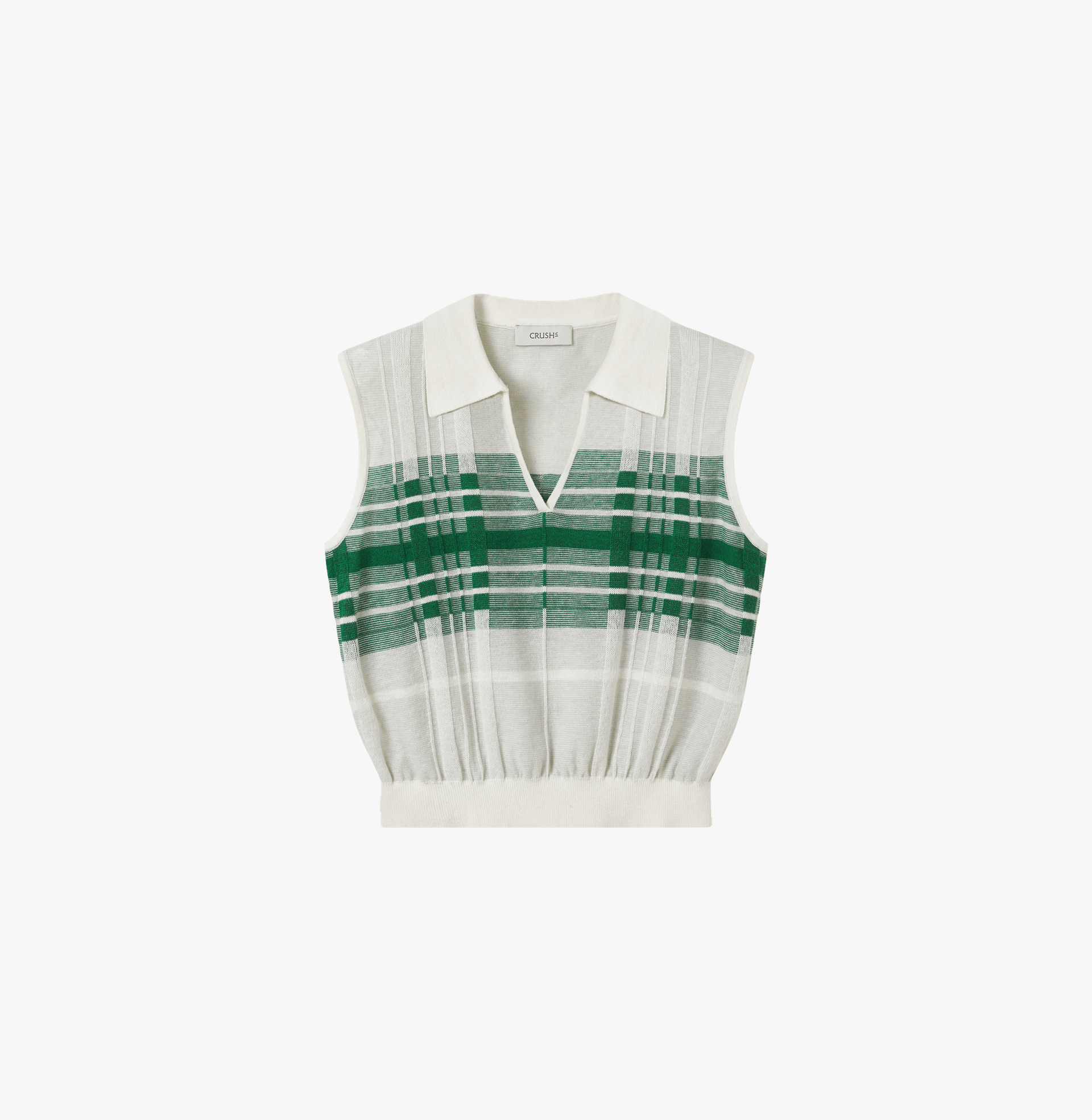 CHECKED LAPEL KNITTED VEST in Green made by CRUSH Collection