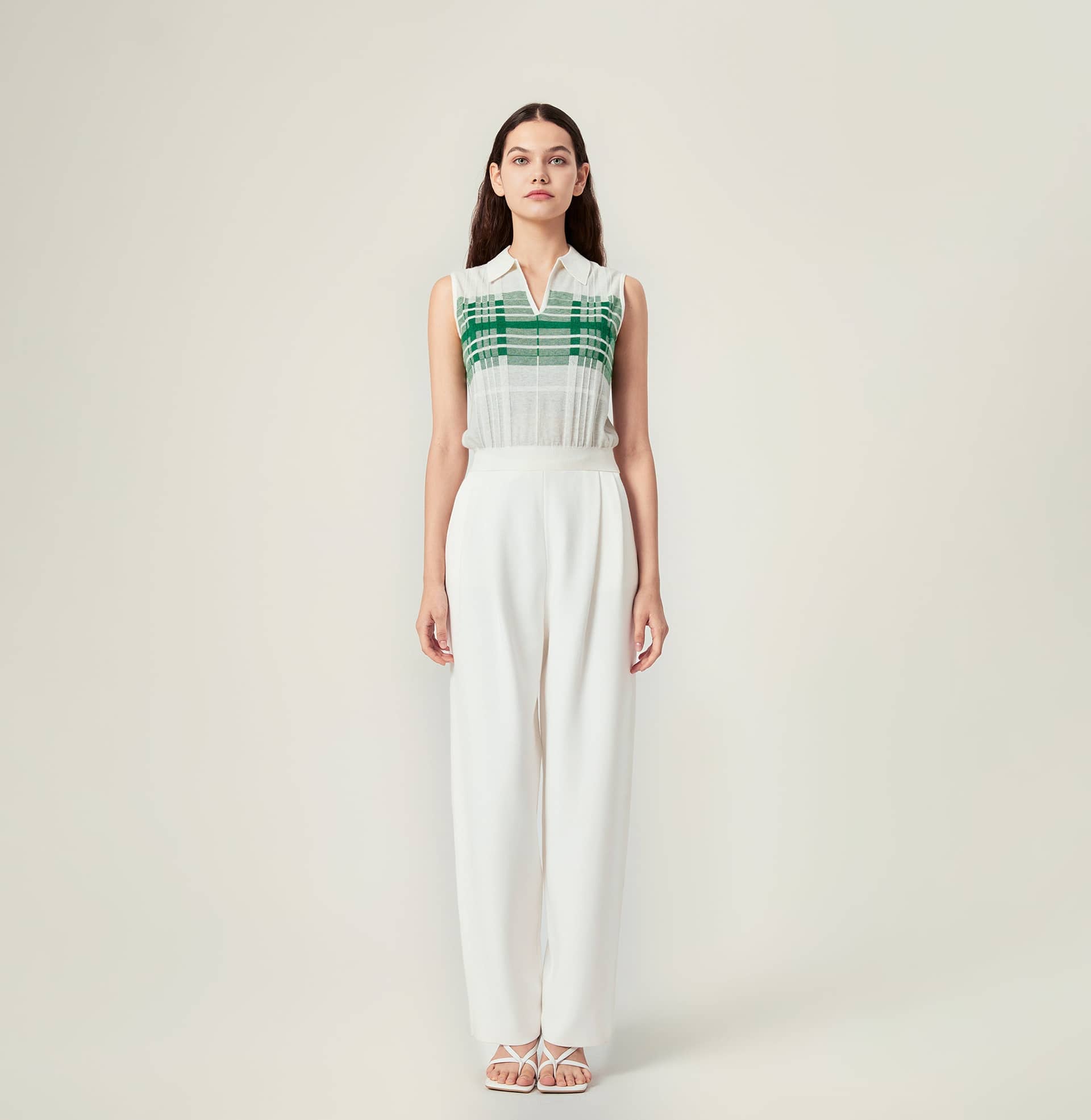 CHECKED LAPEL KNITTED VEST in Green made by CRUSH Collection