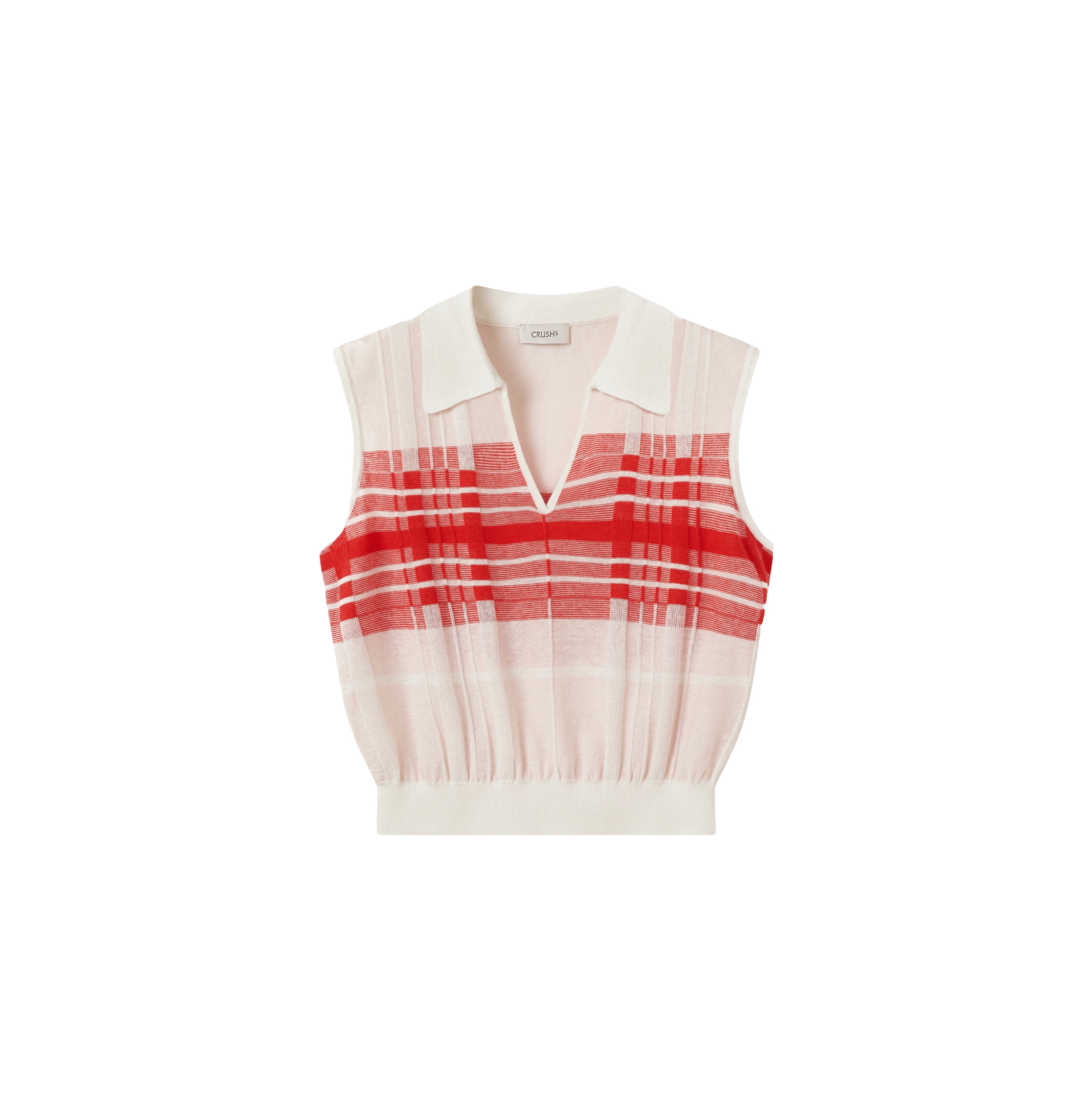 CHECKED LAPEL KNITTED VEST in Red made by CRUSH Collection
