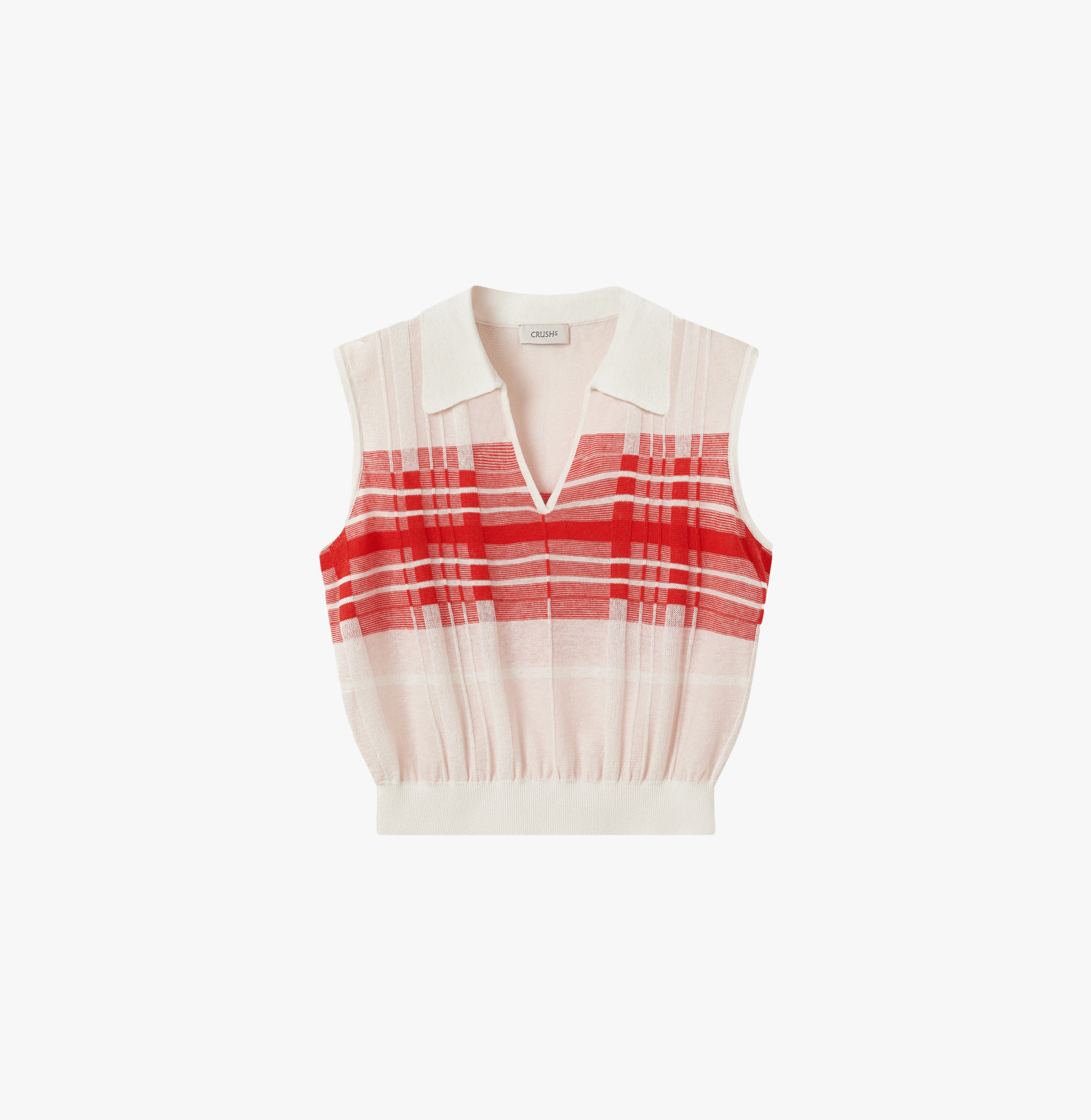 CHECKED LAPEL KNITTED VEST in Red made by CRUSH Collection