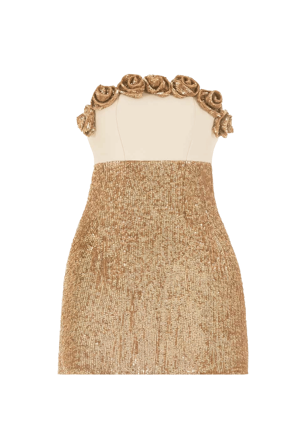 Rose appliqué sequin dress made by Monika Dimova