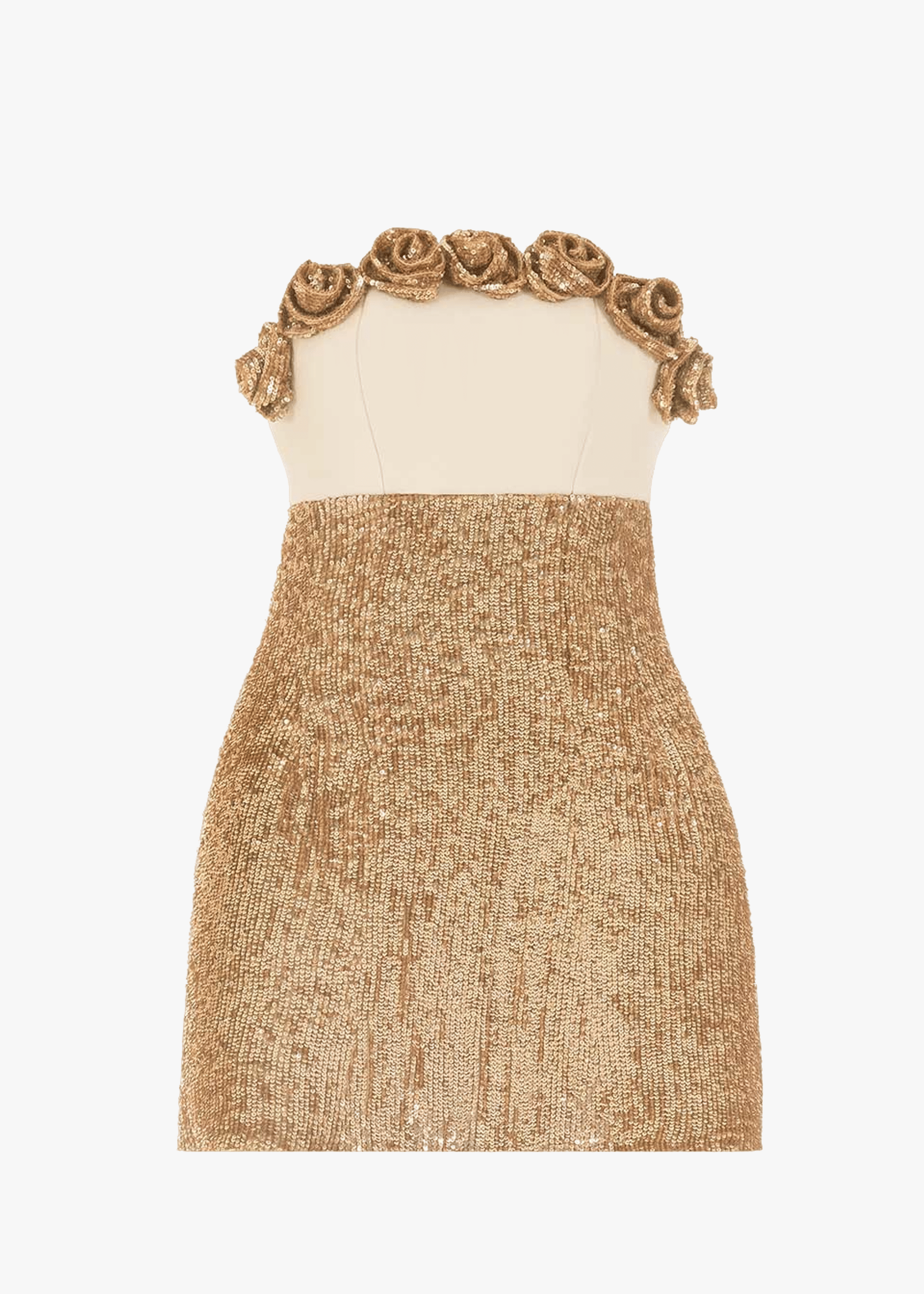 Rose appliqué sequin dress made by Monika Dimova