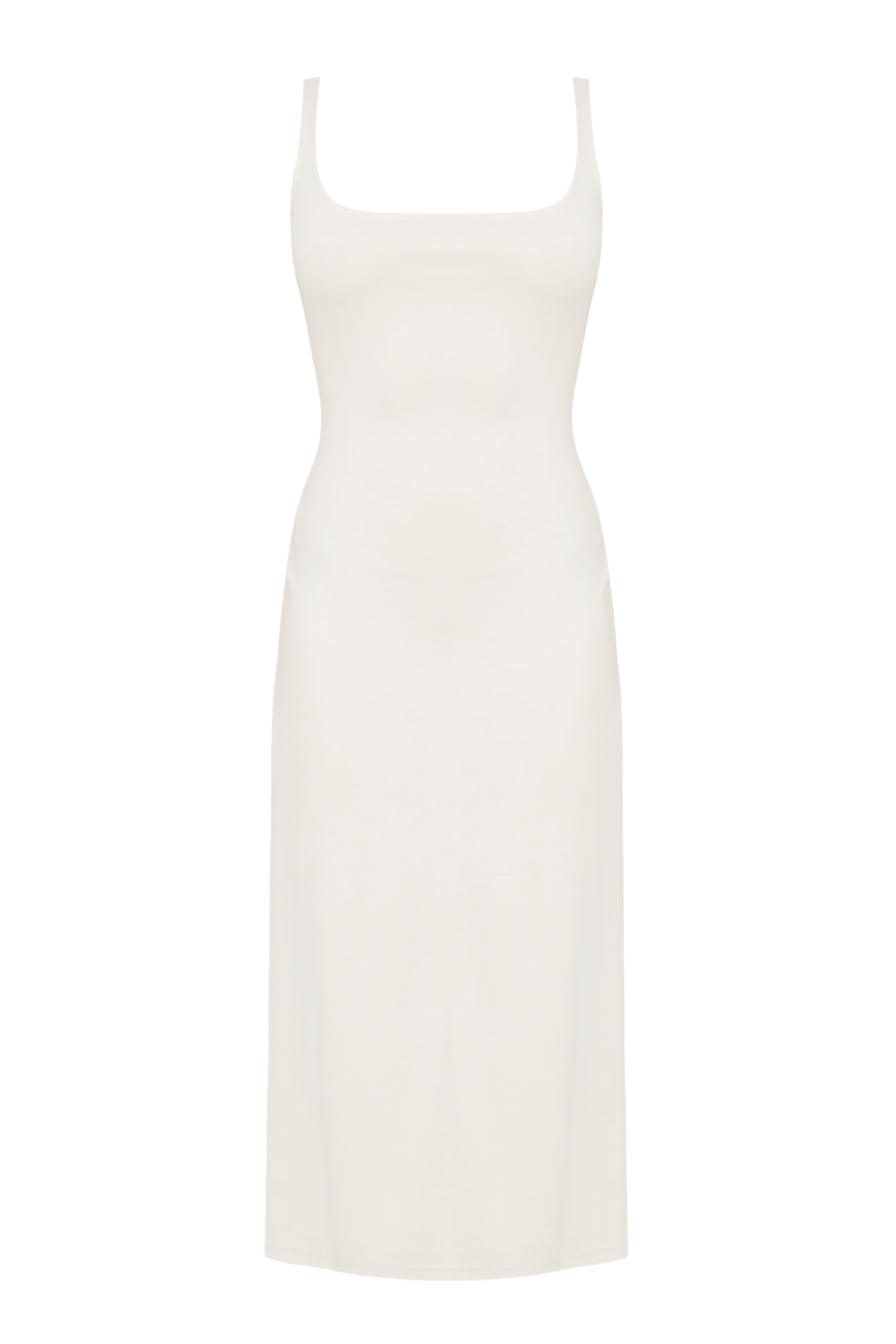 OLIVIA Off-White Midi Bodycon Dress With Square Neckline made by UNDRESS