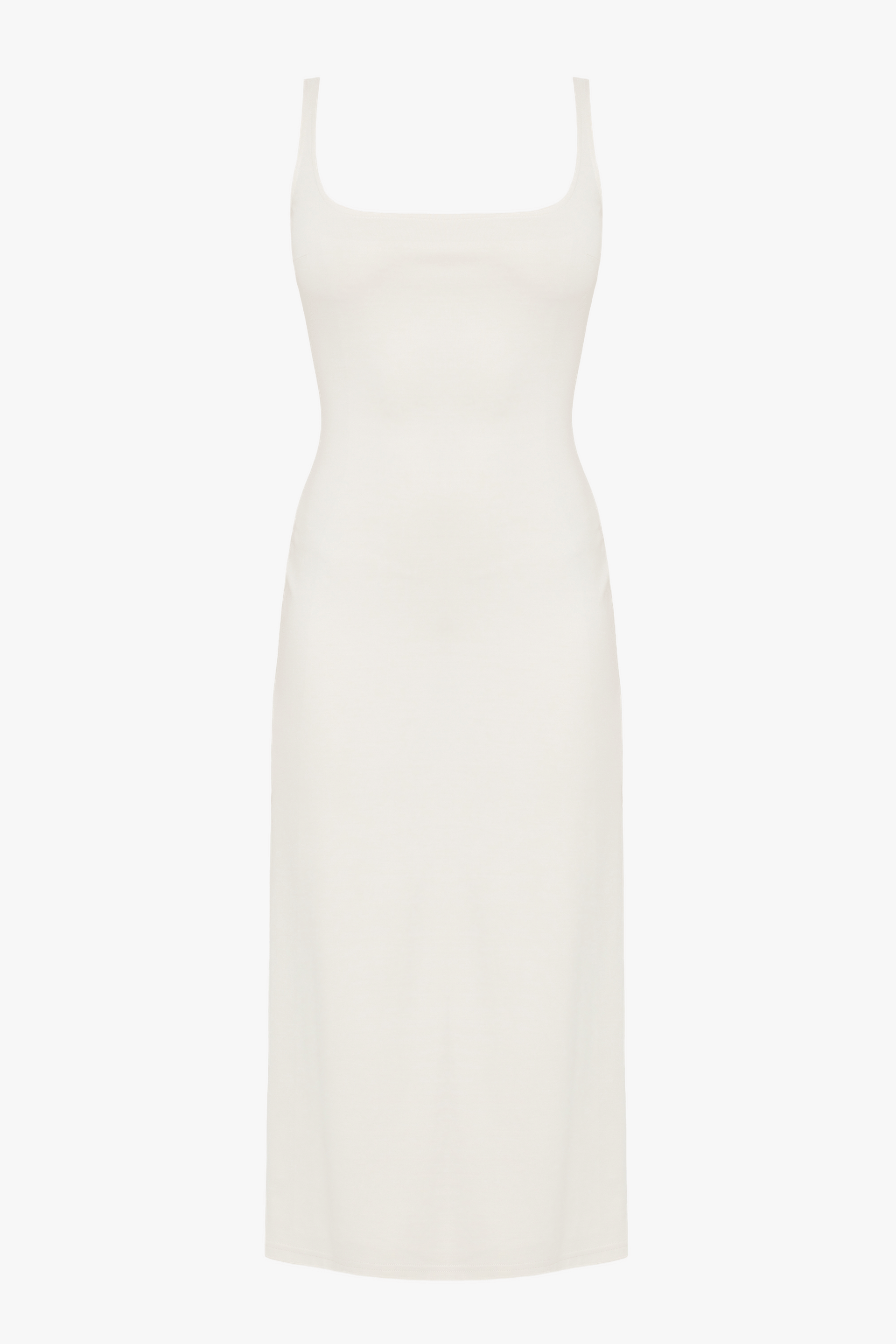 OLIVIA Off-White Midi Bodycon Dress With Square Neckline made by UNDRESS
