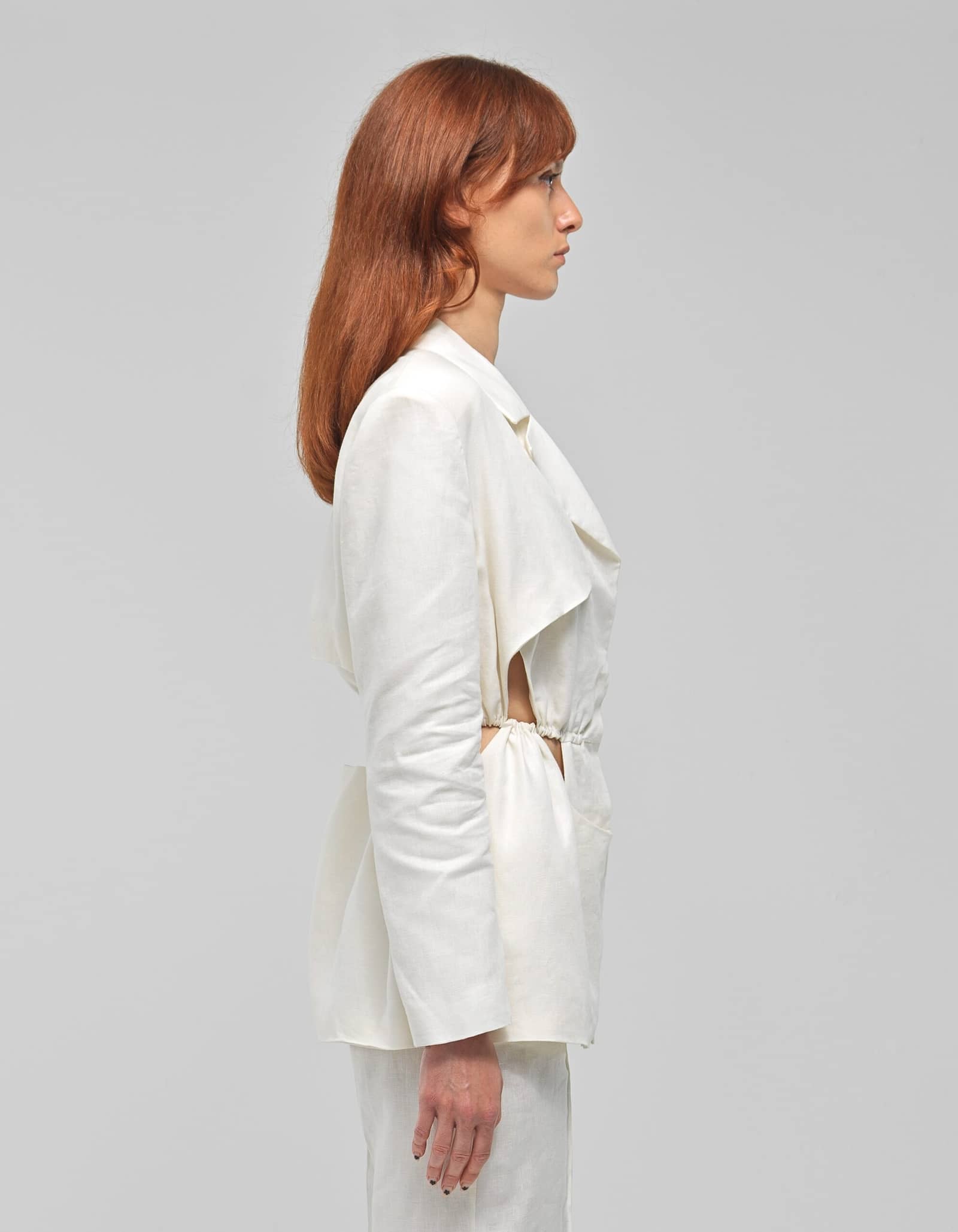 ZIRDI White Linen Cut-out Jacket made by MAET