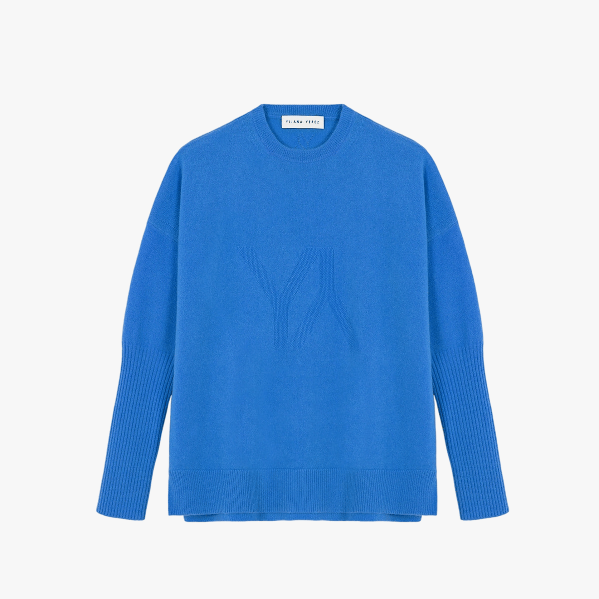 Boxy Sweater With YY Logo Cobalt made by YLIANA YEPEZ
