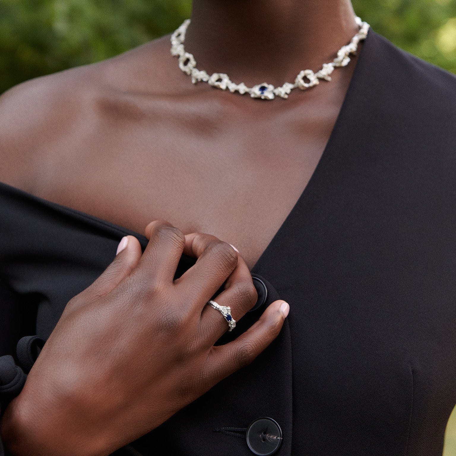 Rosea Sapphire Moissanite Argenti Ring made by Loveness Lee