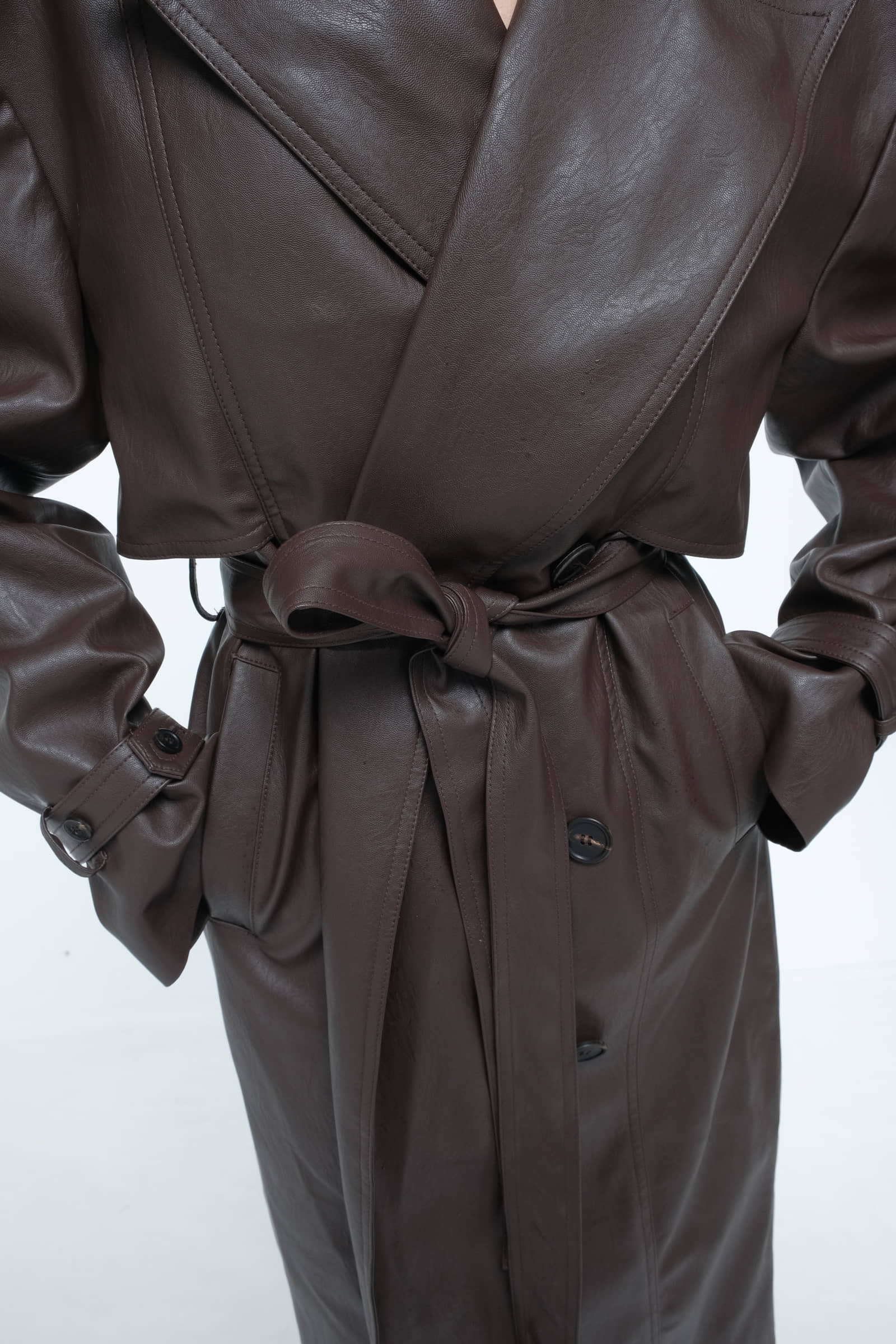 Faux leather trench coat made by AFTERHOURS